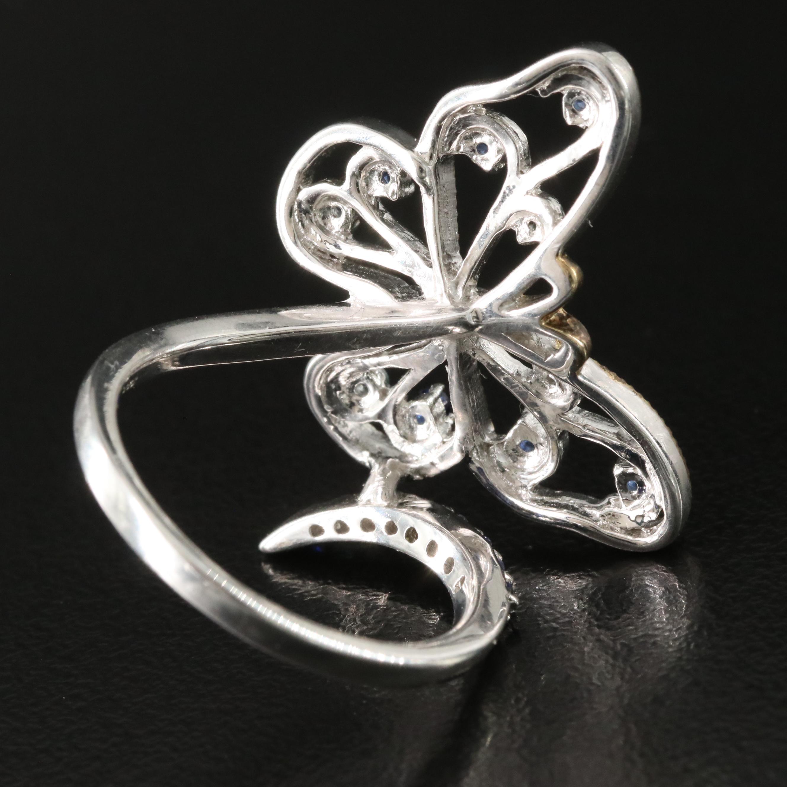 Sterling Sapphire and Topaz Butterfly Ring