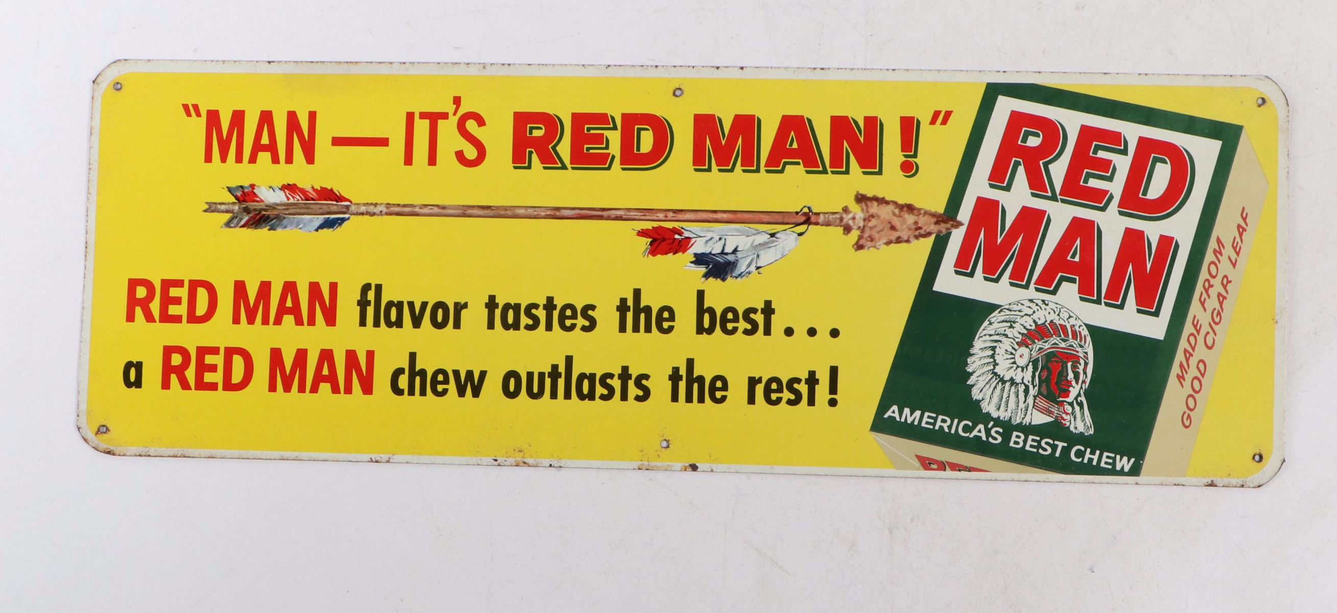 Red Spot Cigars and Red Man Tobacco Advertising Signs, Mid-20th Century