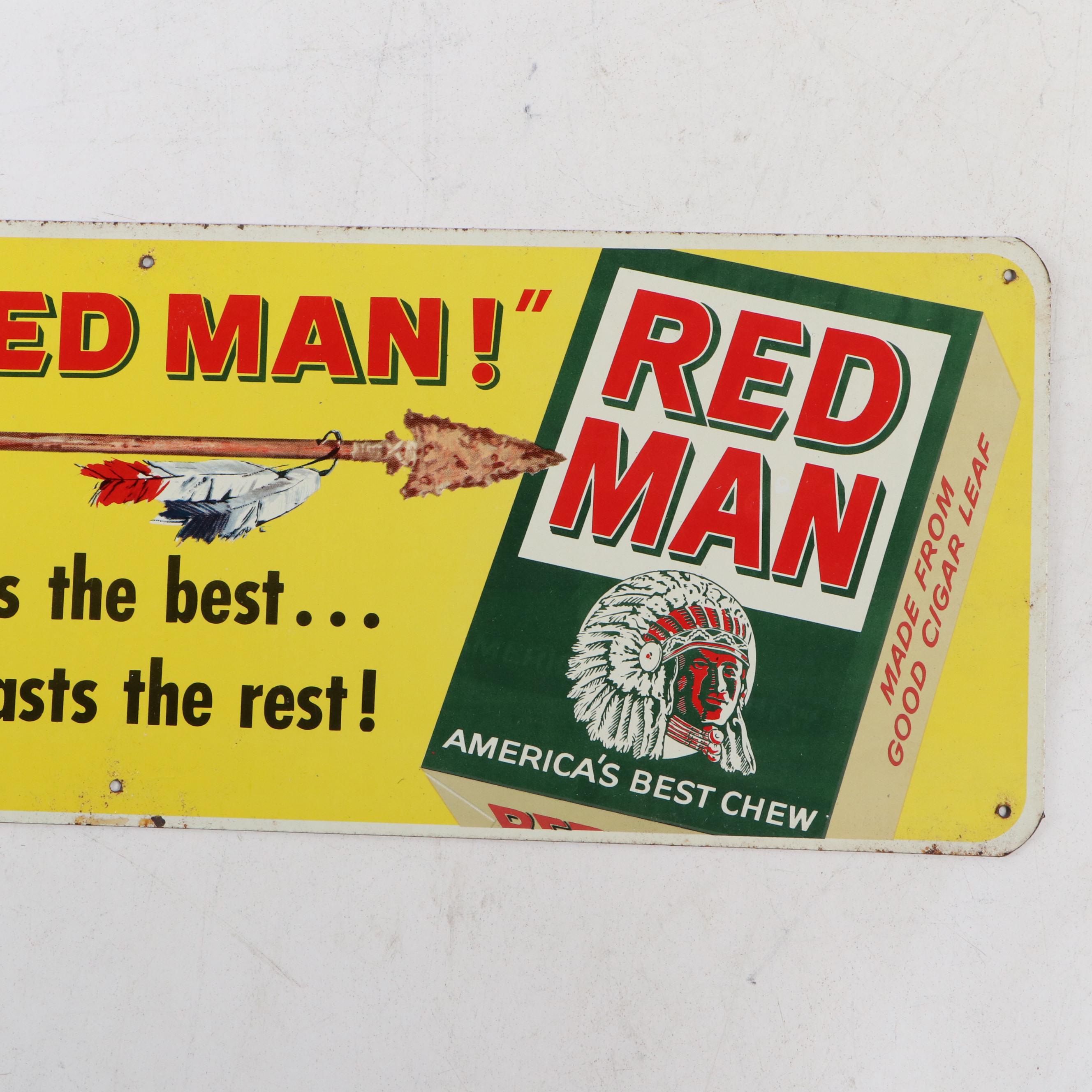 Red Spot Cigars and Red Man Tobacco Advertising Signs, Mid-20th Century