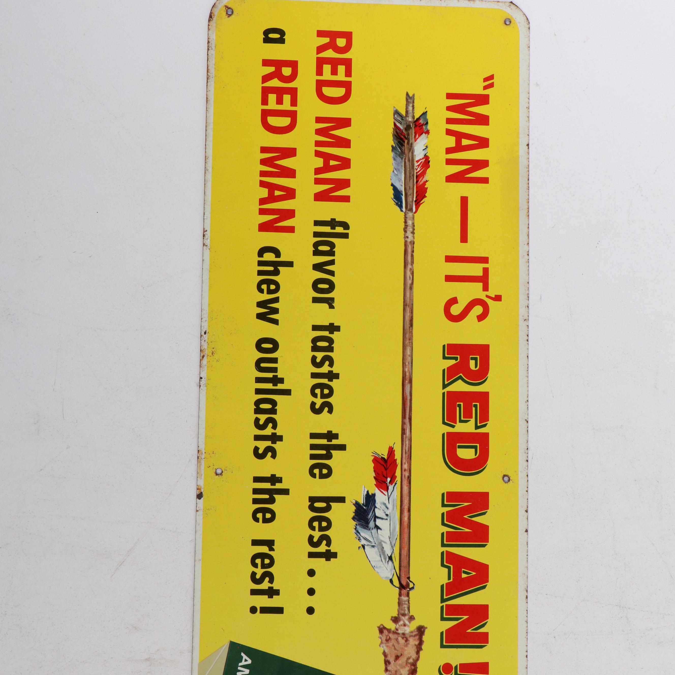 Red Spot Cigars and Red Man Tobacco Advertising Signs, Mid-20th Century