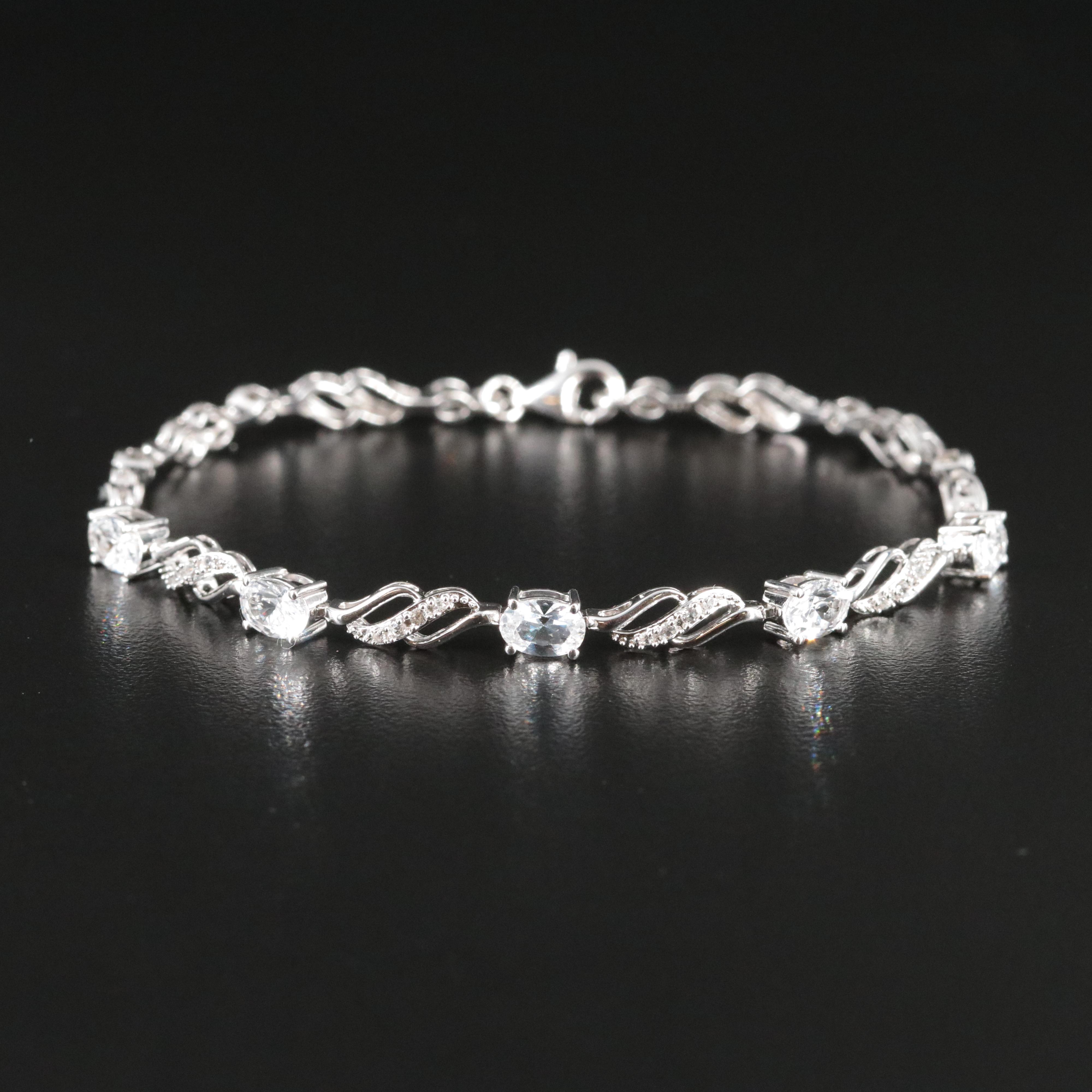 Sterling White Sapphire Link Bracelet