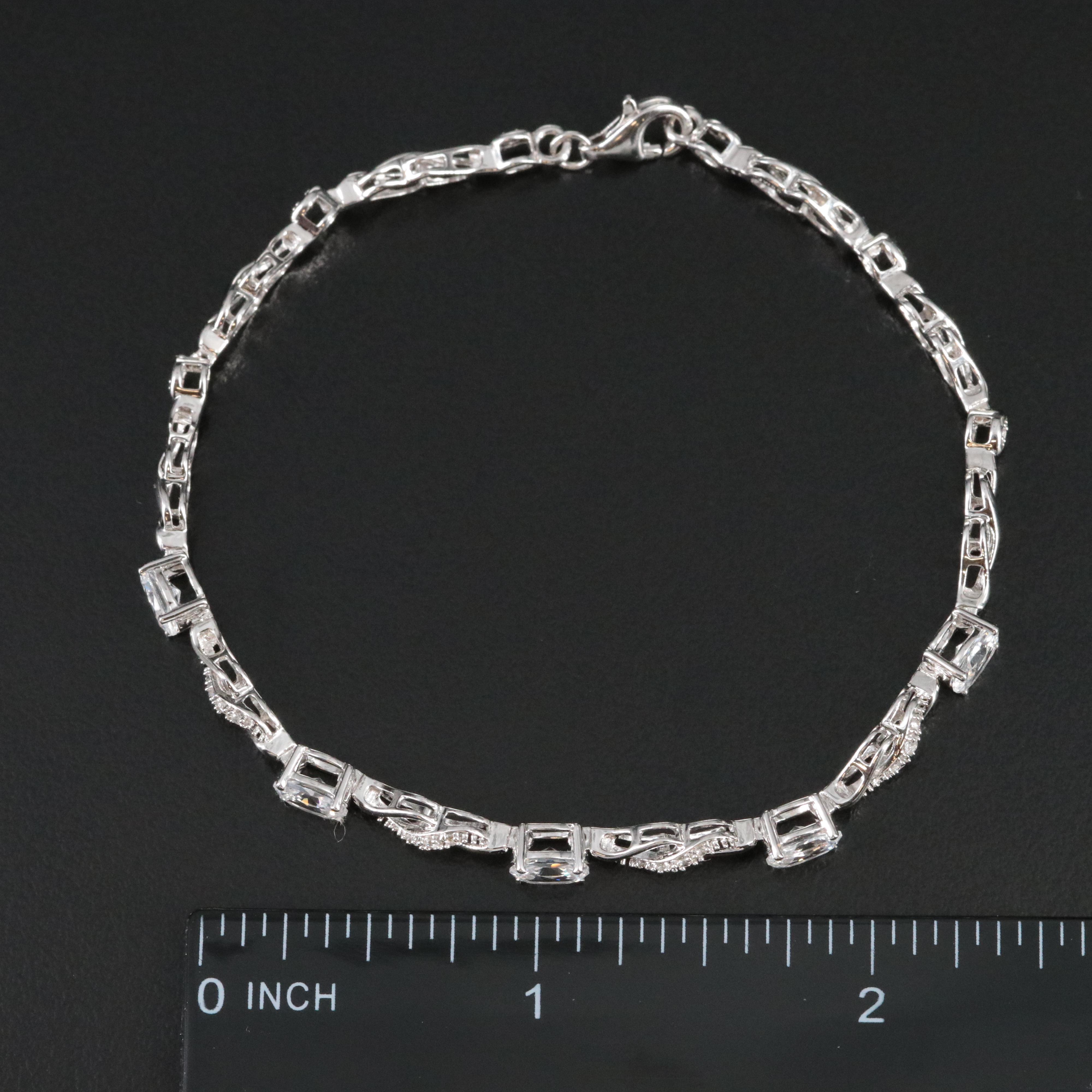 Sterling White Sapphire Link Bracelet