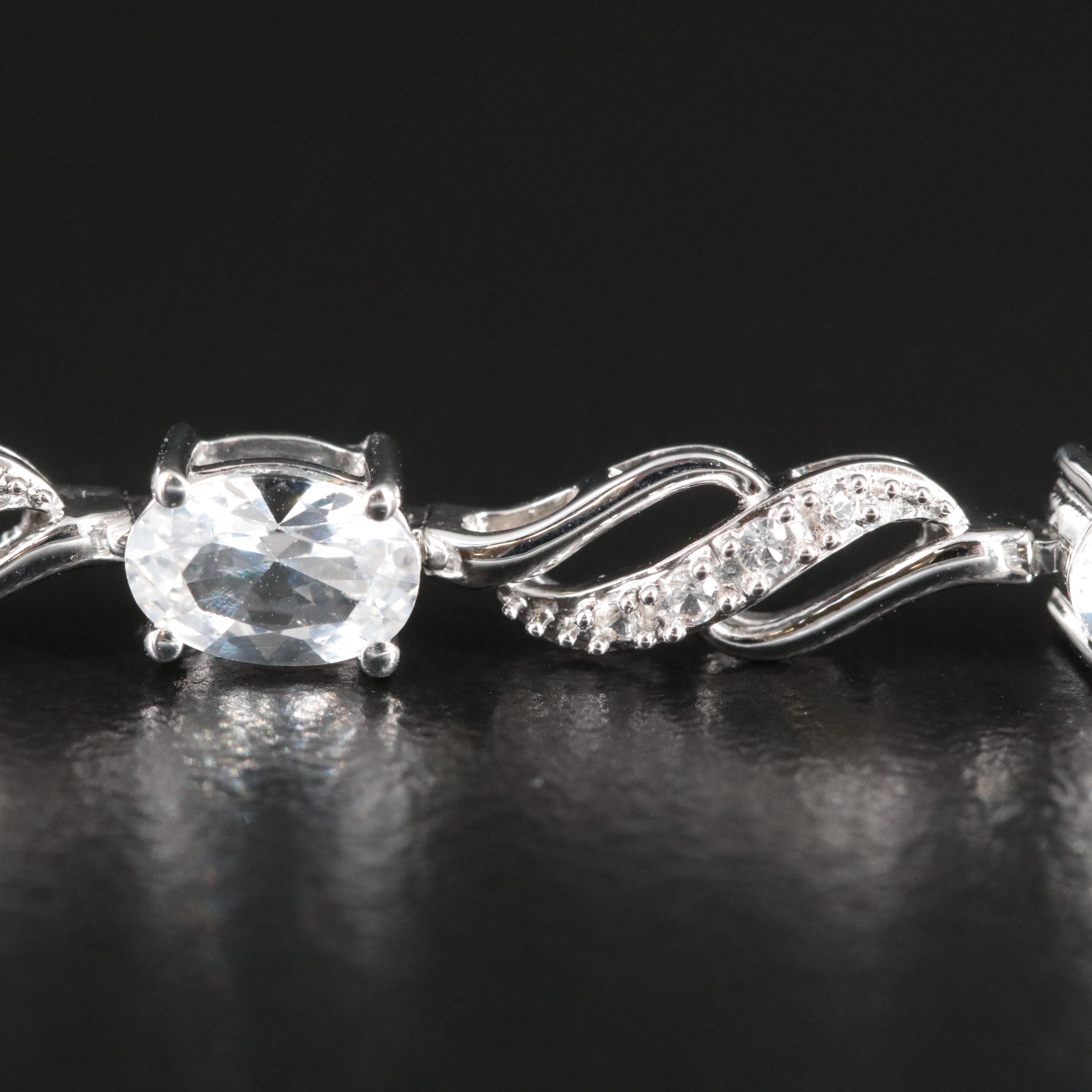 Sterling White Sapphire Link Bracelet