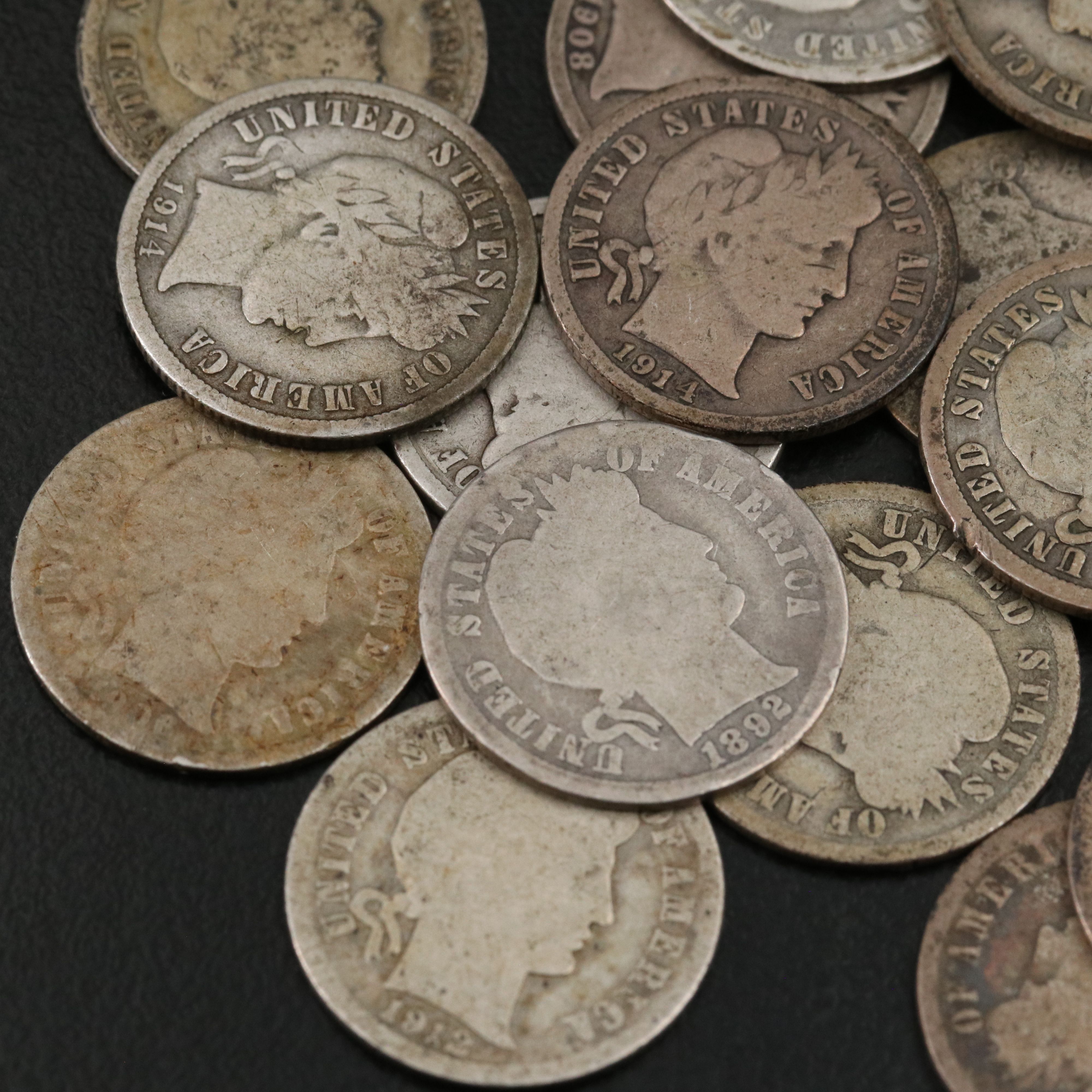 Forty Barber Silver Dimes