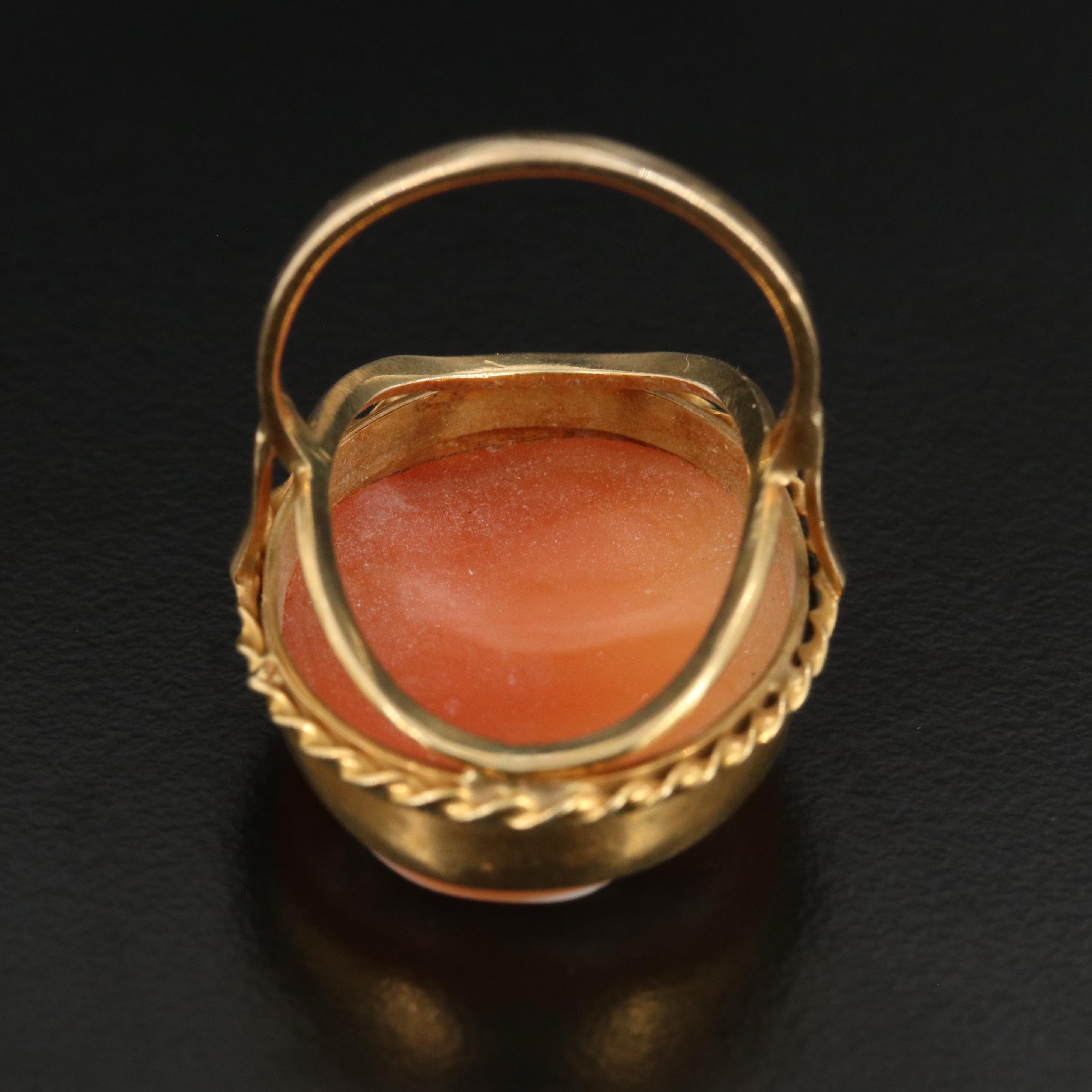 Vintage 14K Shell Cameo Ring