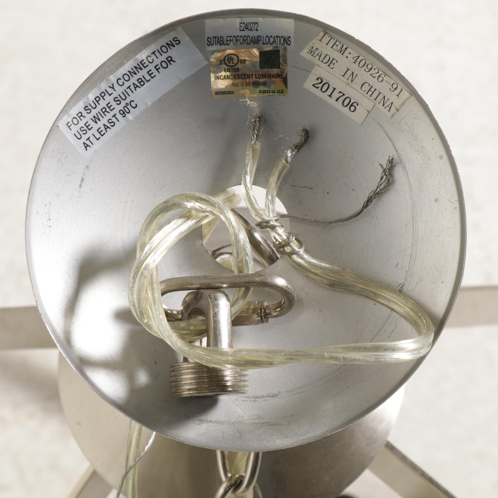 Modernist Brushed Nickel Six-Light  Chandelier, 21st Century