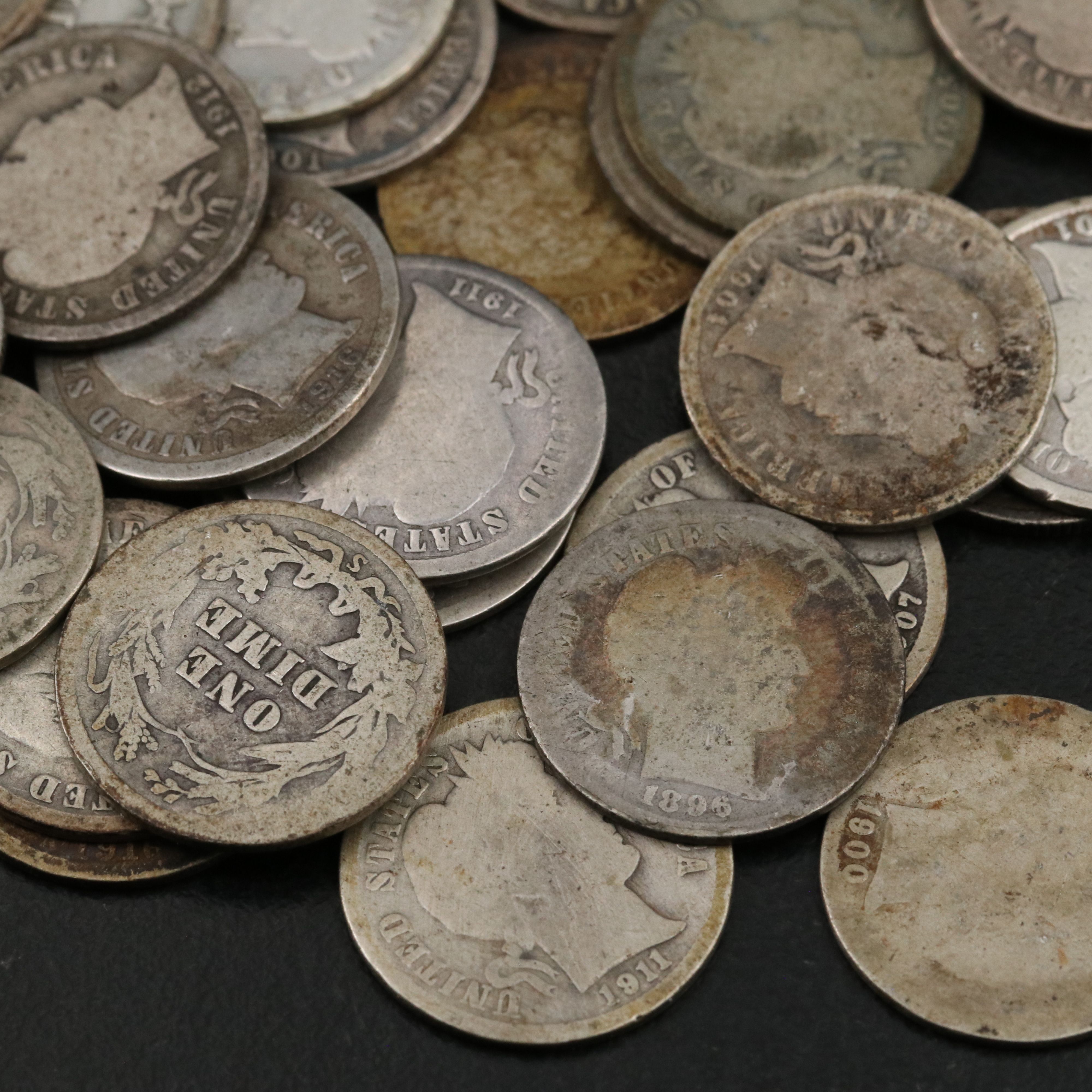 Forty Barber Silver Dimes