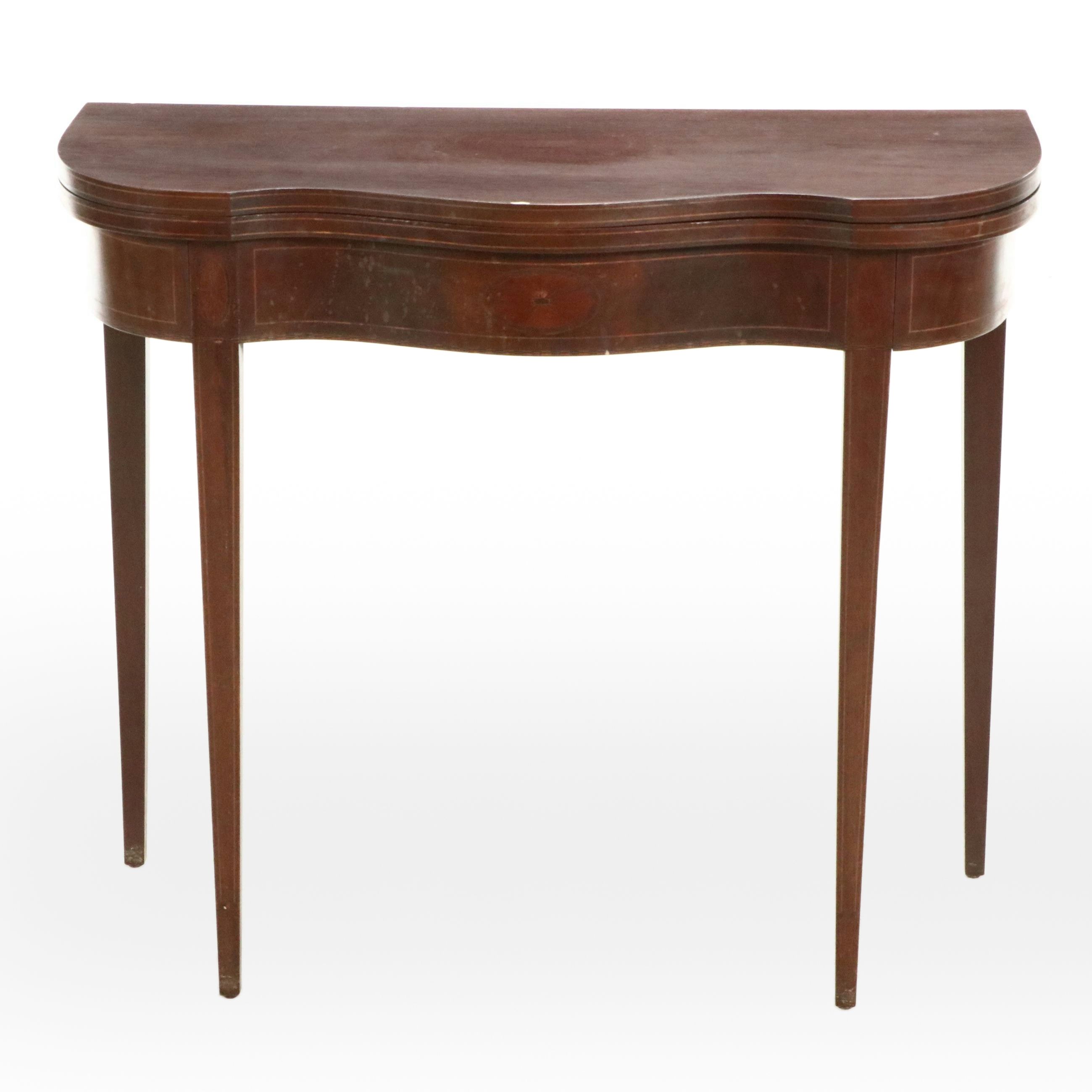 Sheraton Style Inlaid Mahogany Flip-Top Games Table, Early to Mid-20th Century