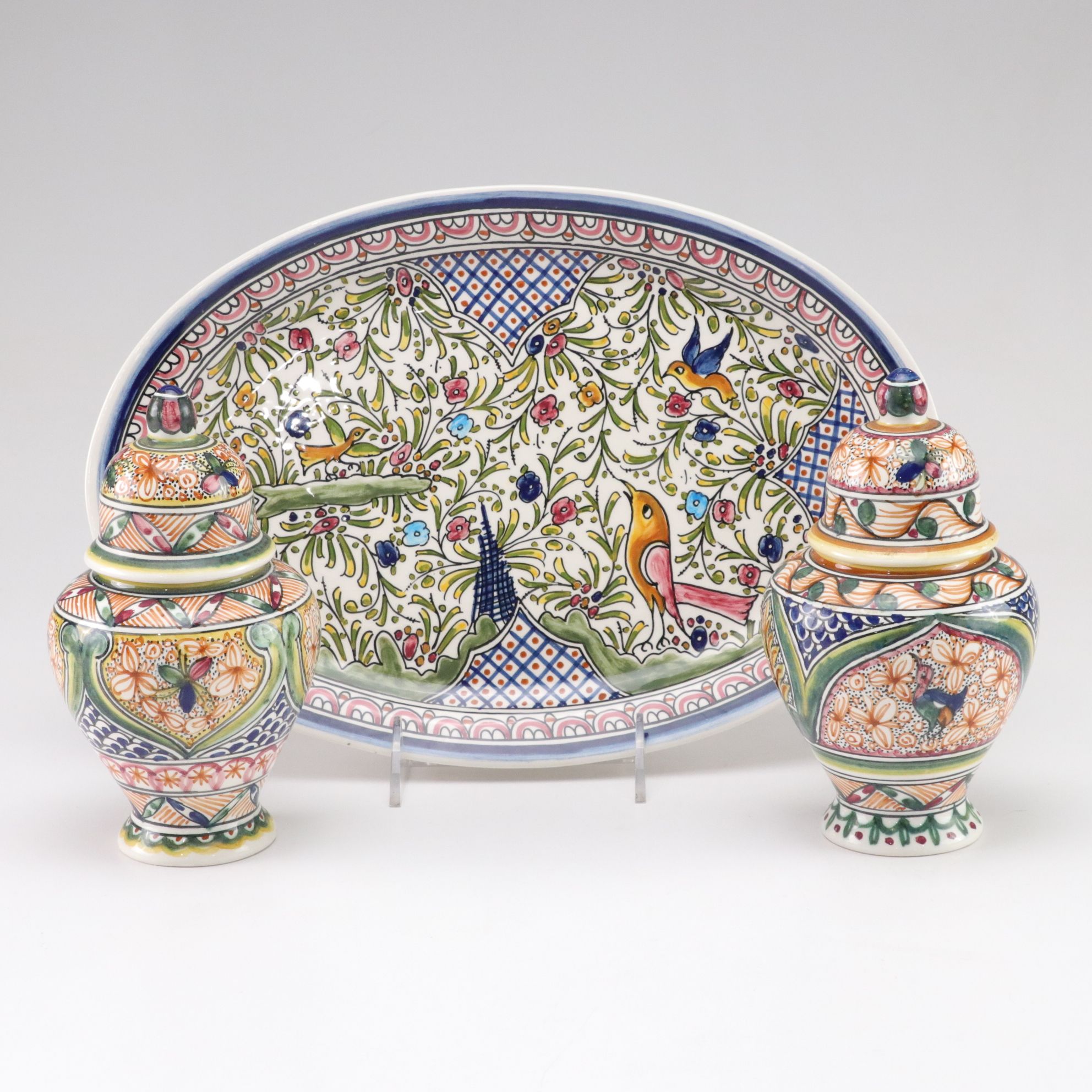 Nazari Portugal Hand-Painted Serving Platter with Ginger Jars