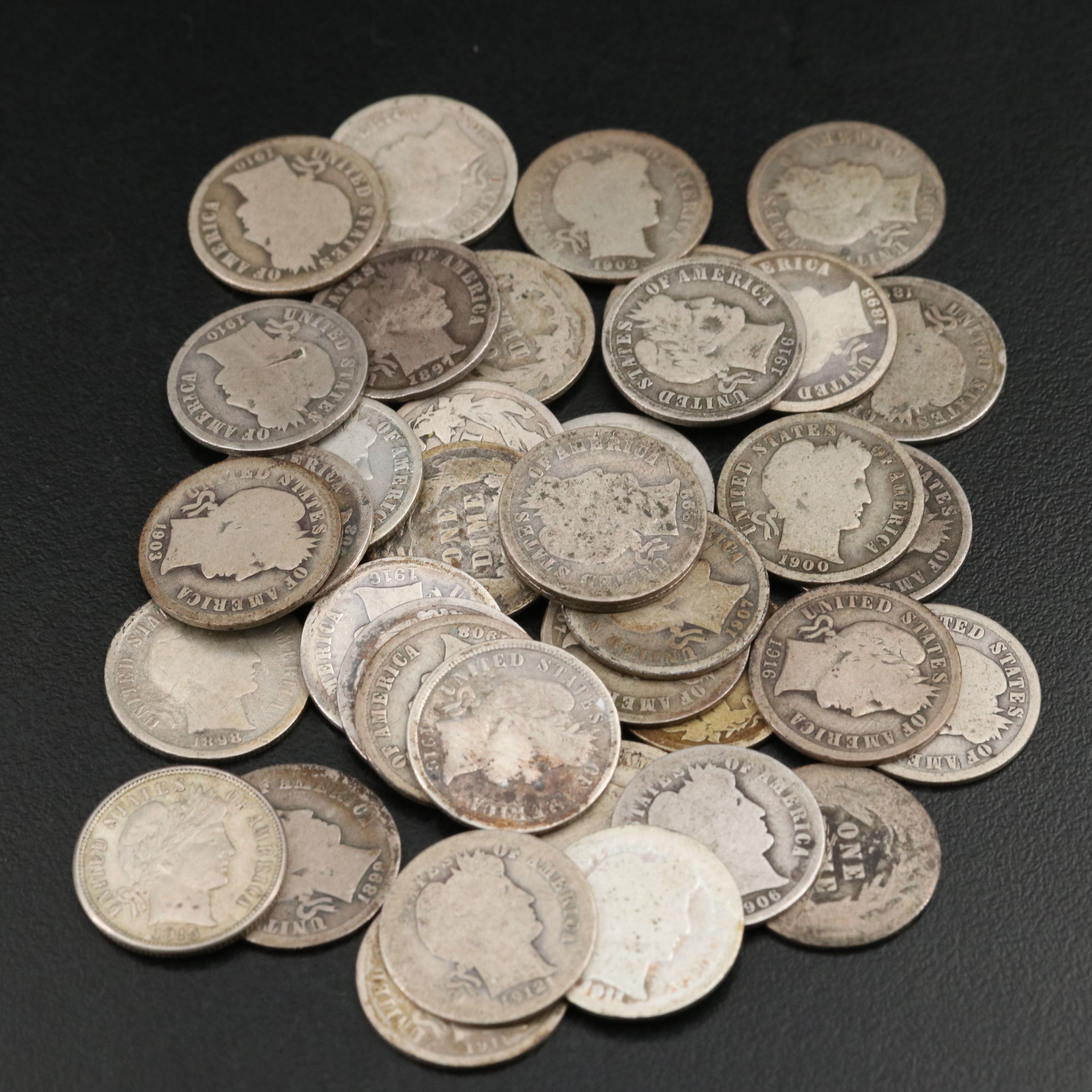 Forty Barber Silver Dimes