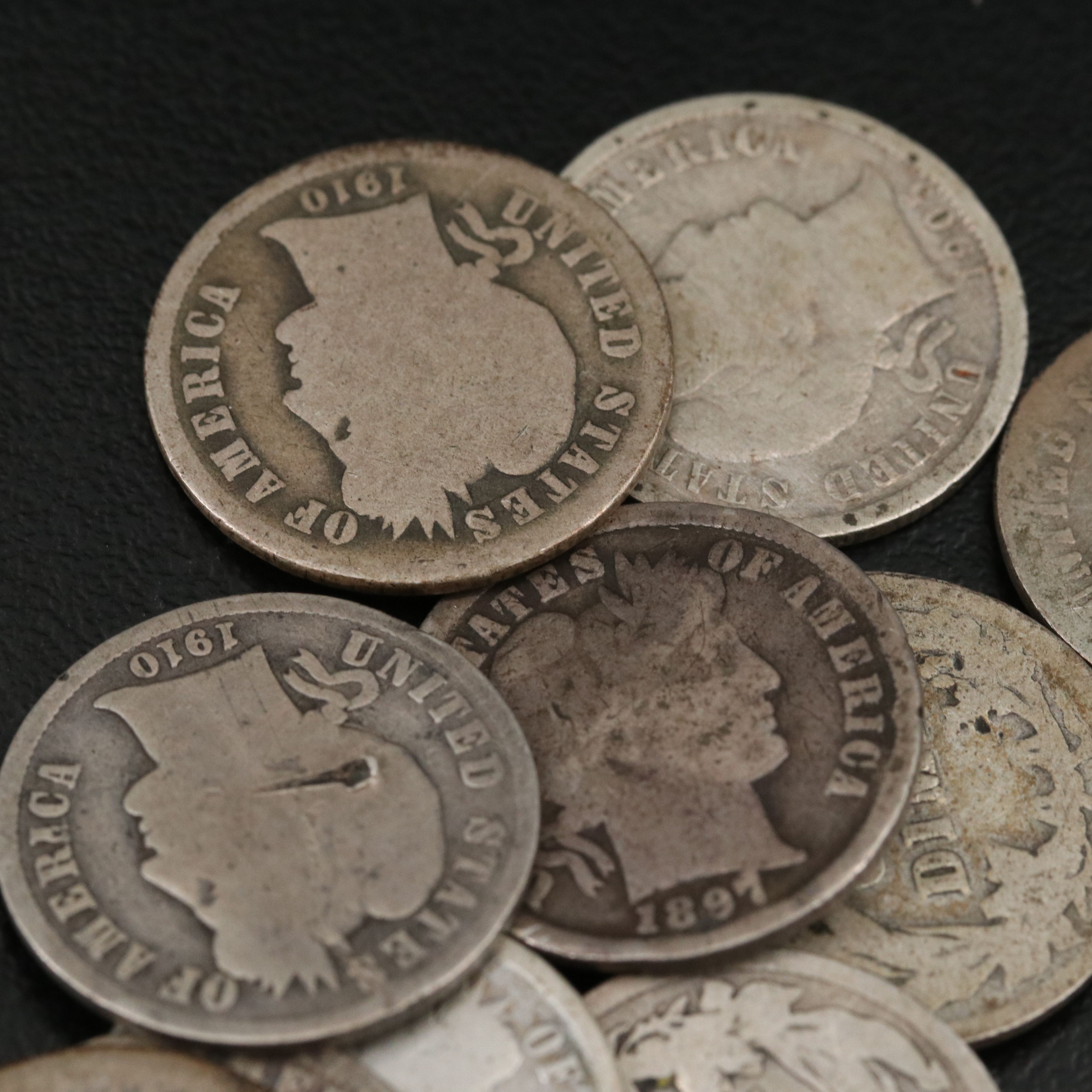 Forty Barber Silver Dimes