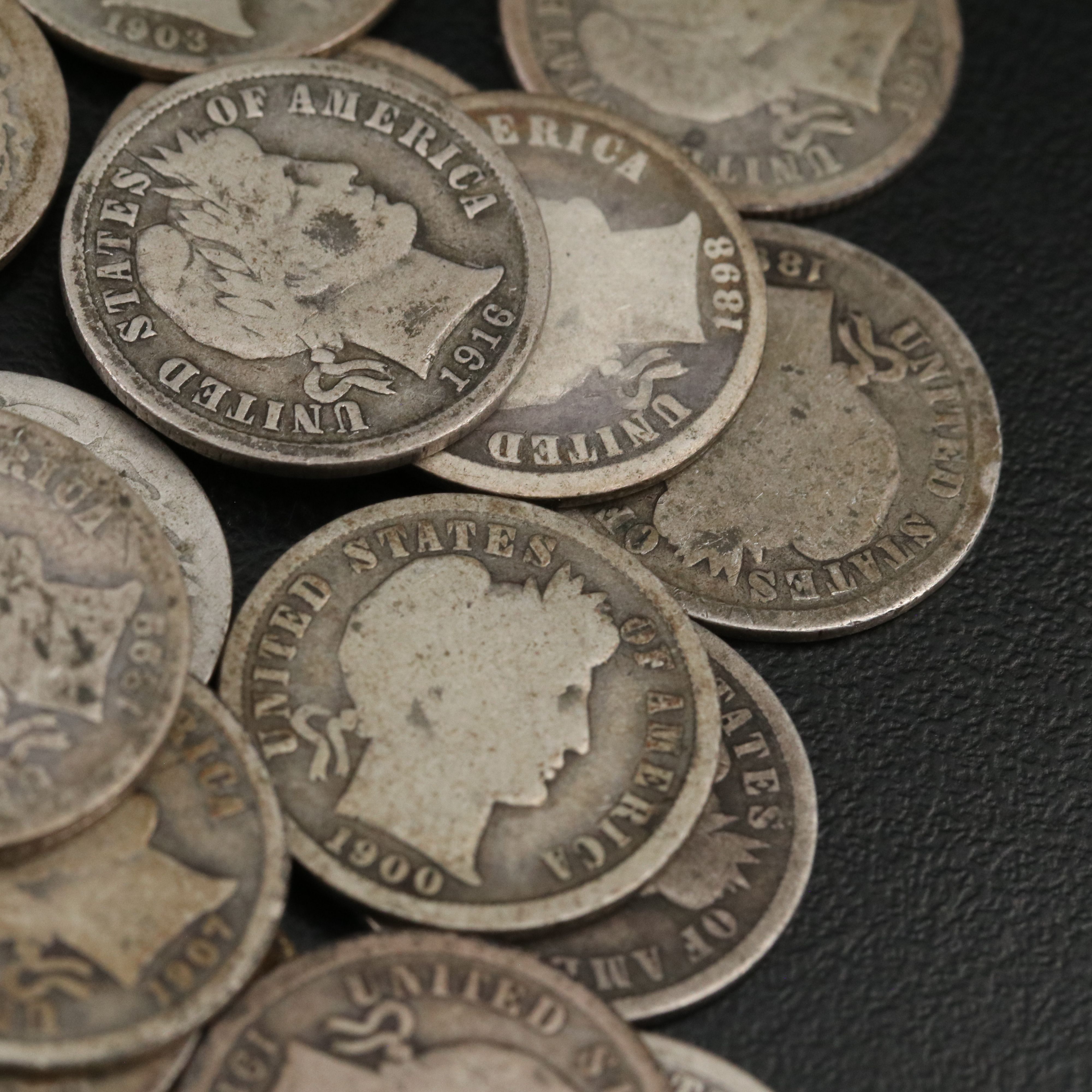 Forty Barber Silver Dimes