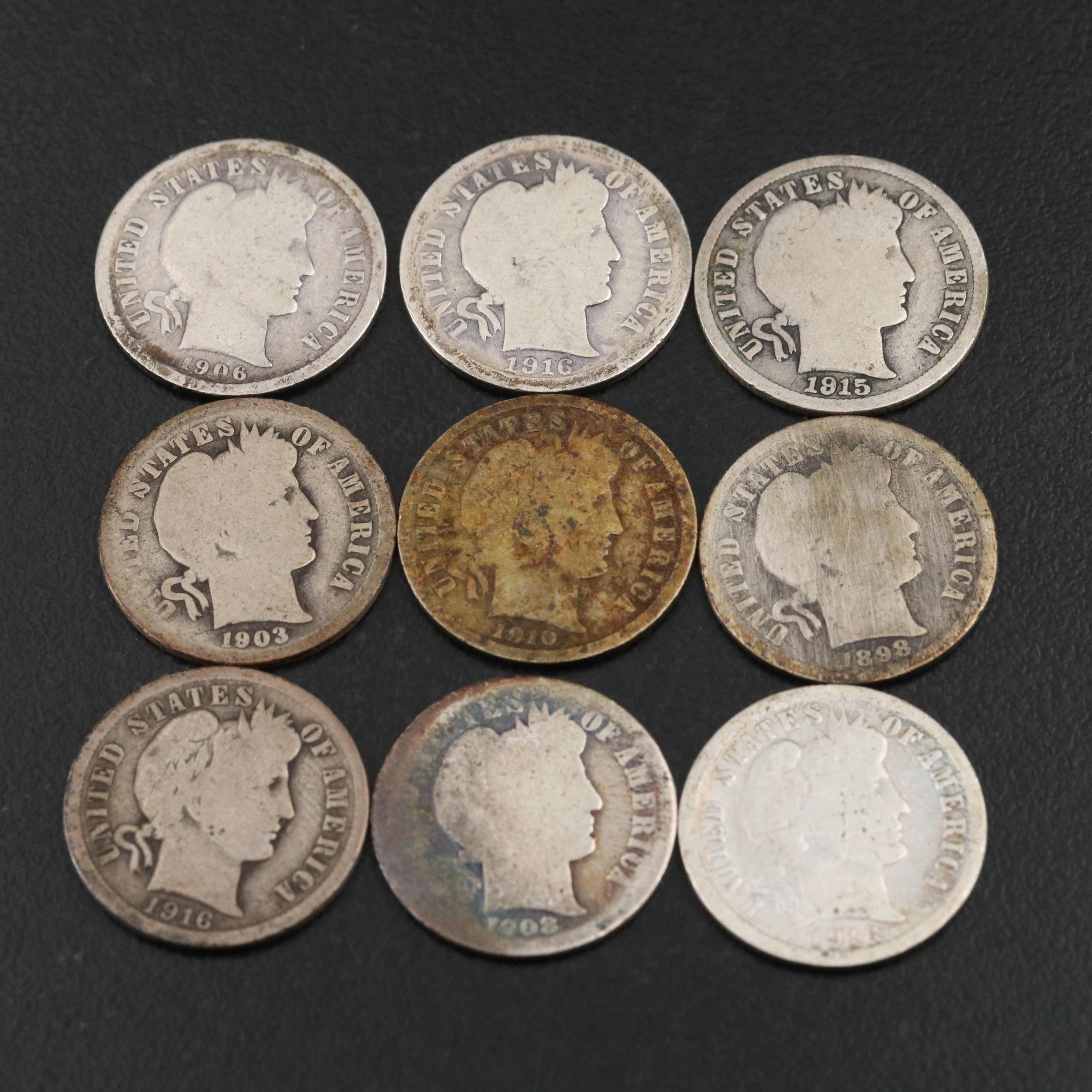 Forty Barber Silver Dimes
