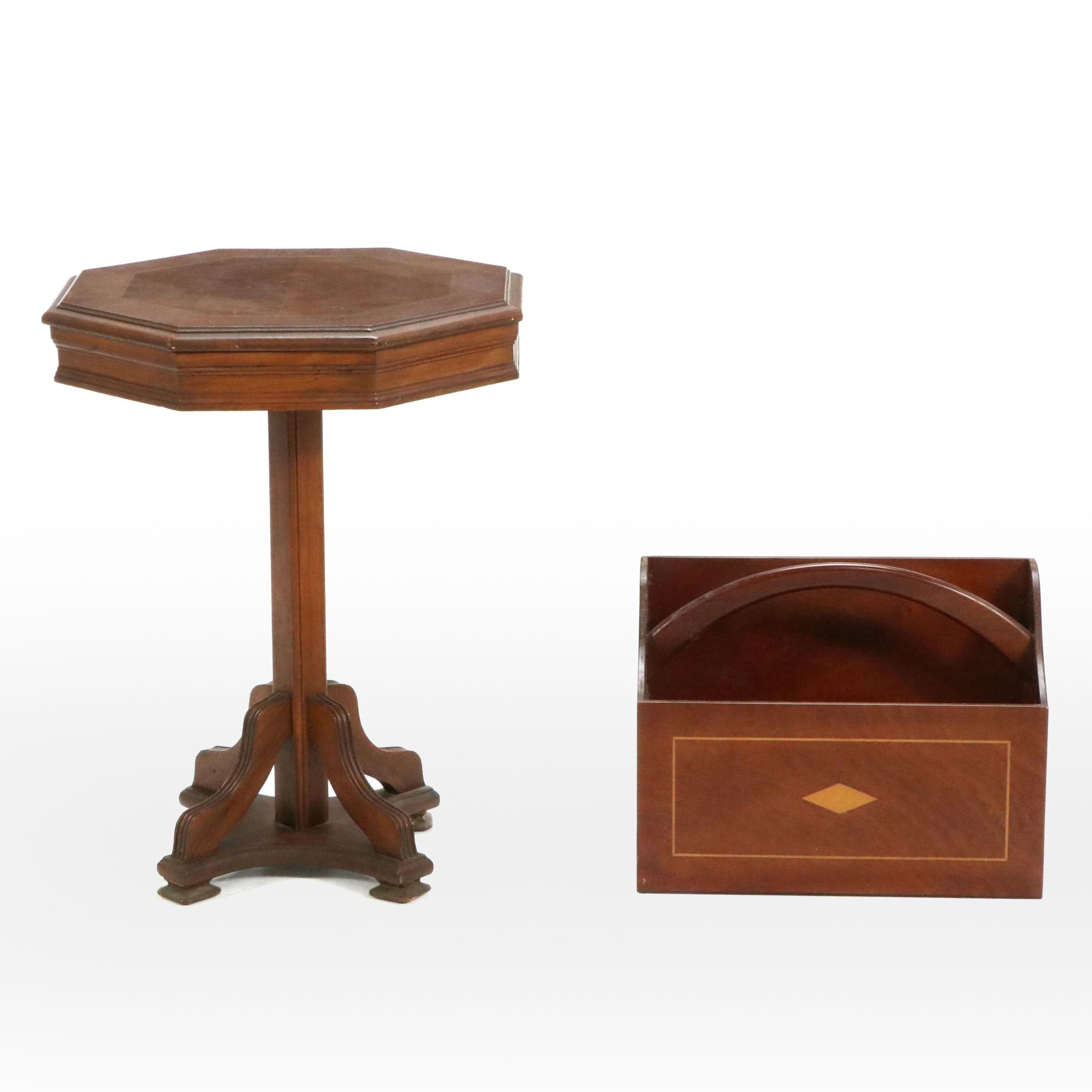 Mahogany Accent Table with Magazine Rack