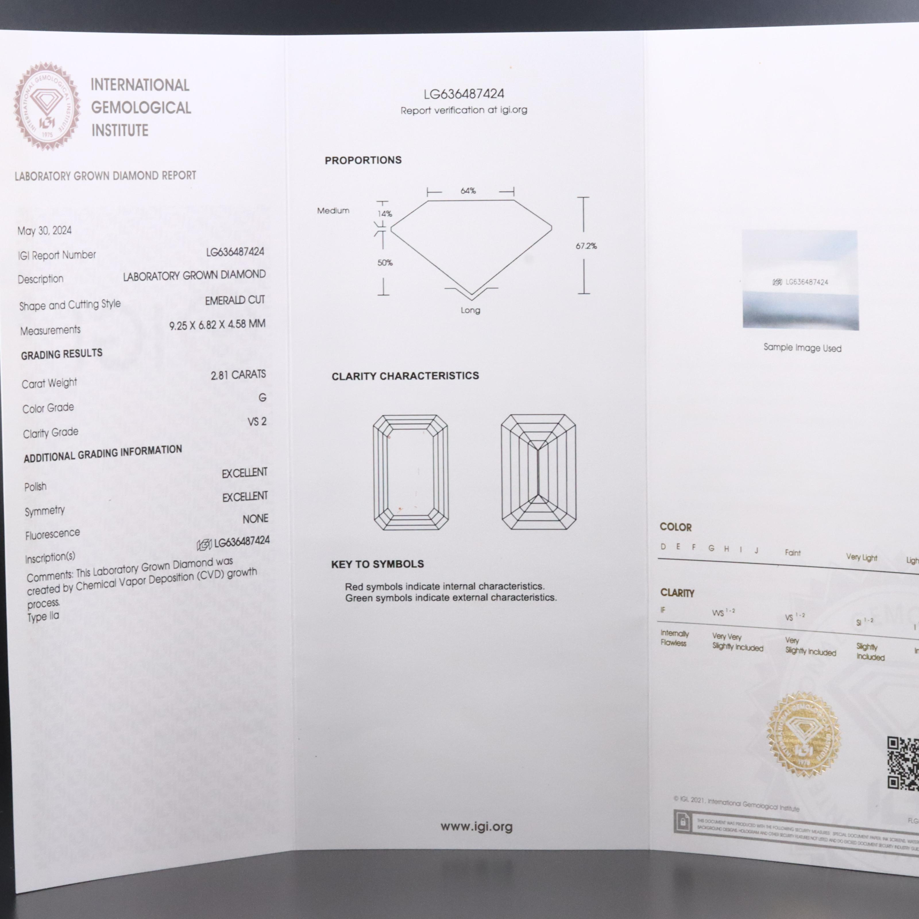 Loose 2.81 CT Lab Grown Diamond with IGI Report