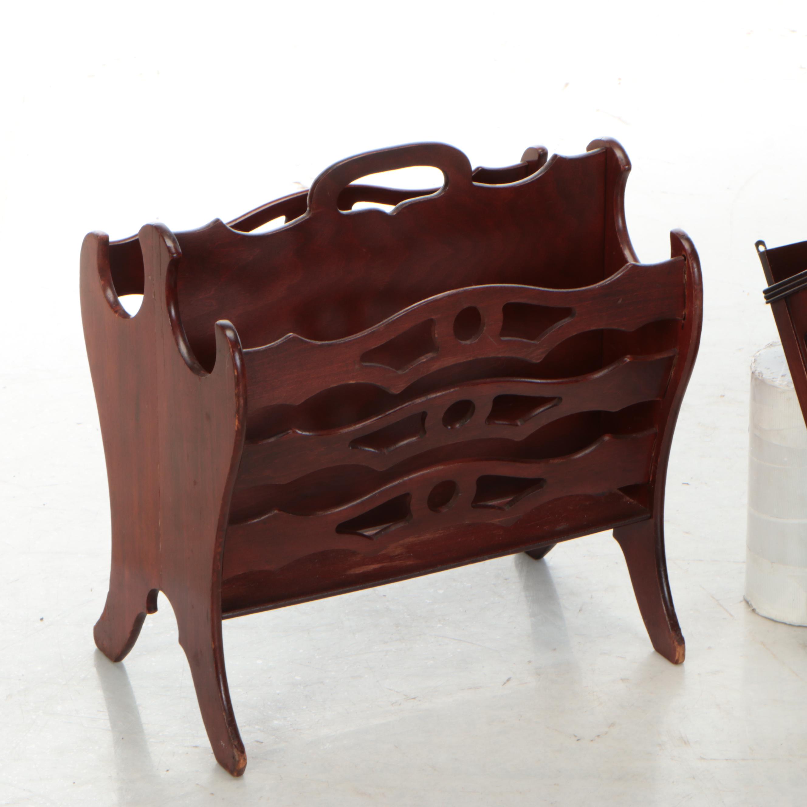 Ferguson Federal Style Mahogany Wall Shelf and Magazine Rack