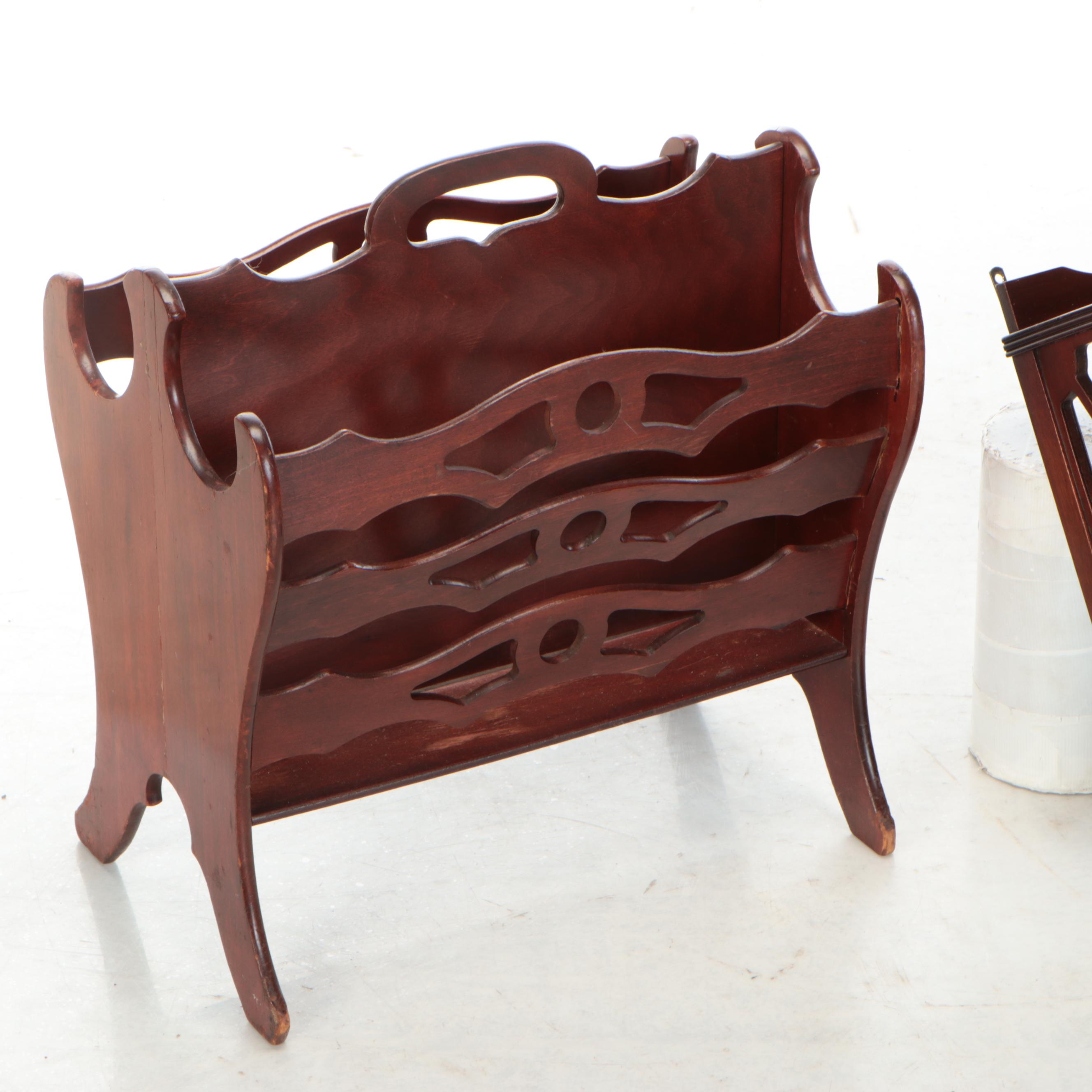 Ferguson Federal Style Mahogany Wall Shelf and Magazine Rack