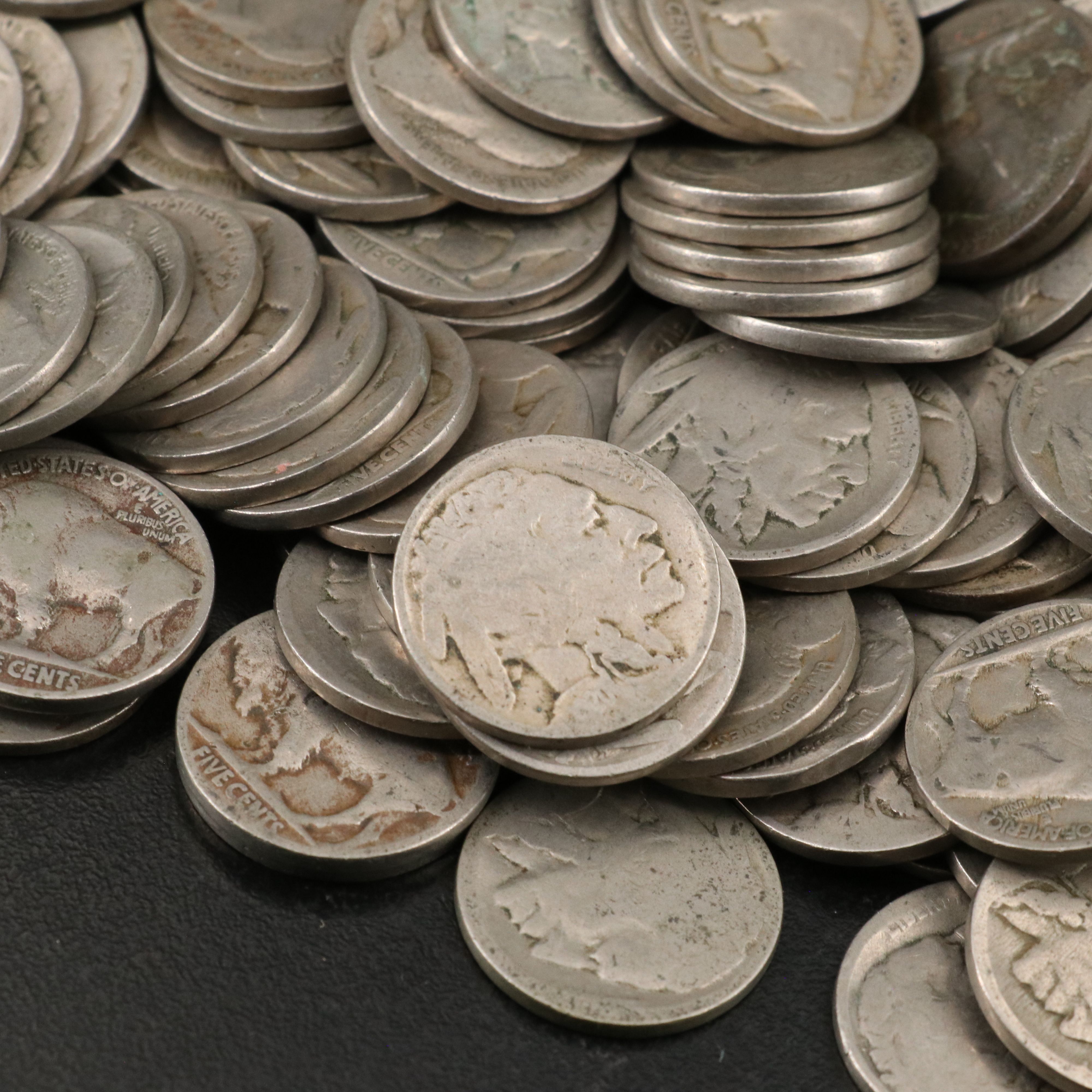 Collection of 850 Wheat Cents and Buffalo Nickels