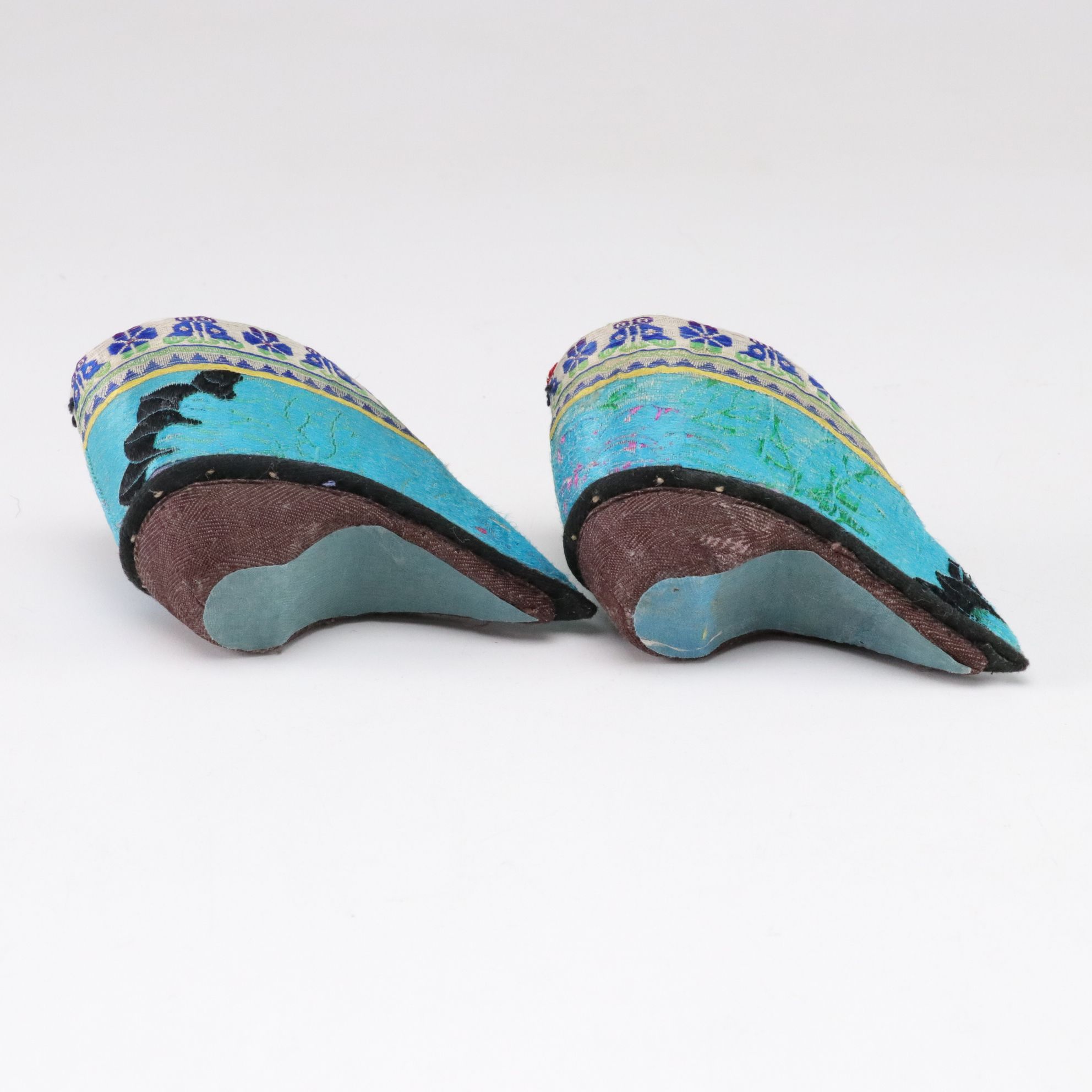 Basket Containing Silk Chinese Shoes, Baby Bonnet, Linens and More