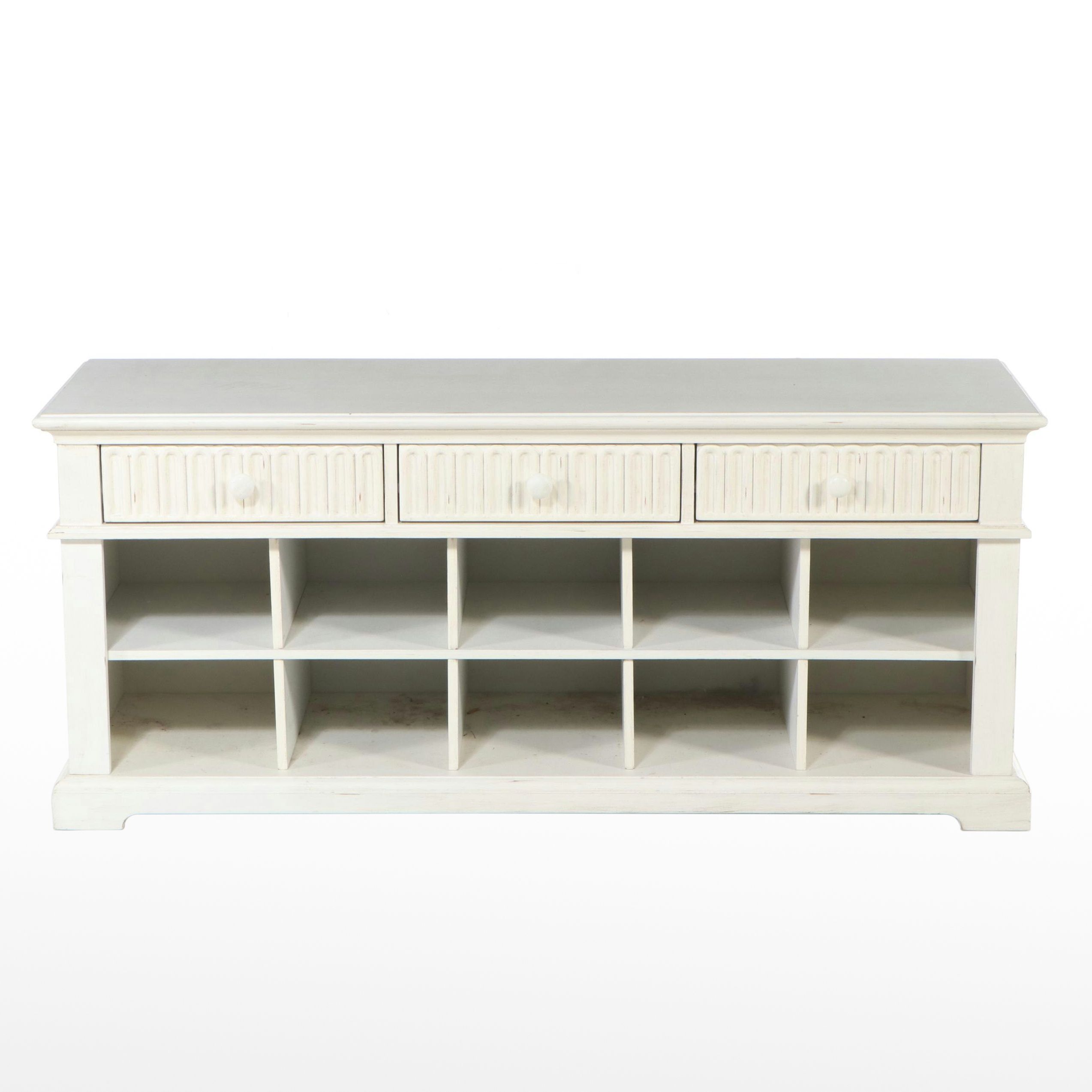 Contemporary White-Painted Wood Storage Cabinet