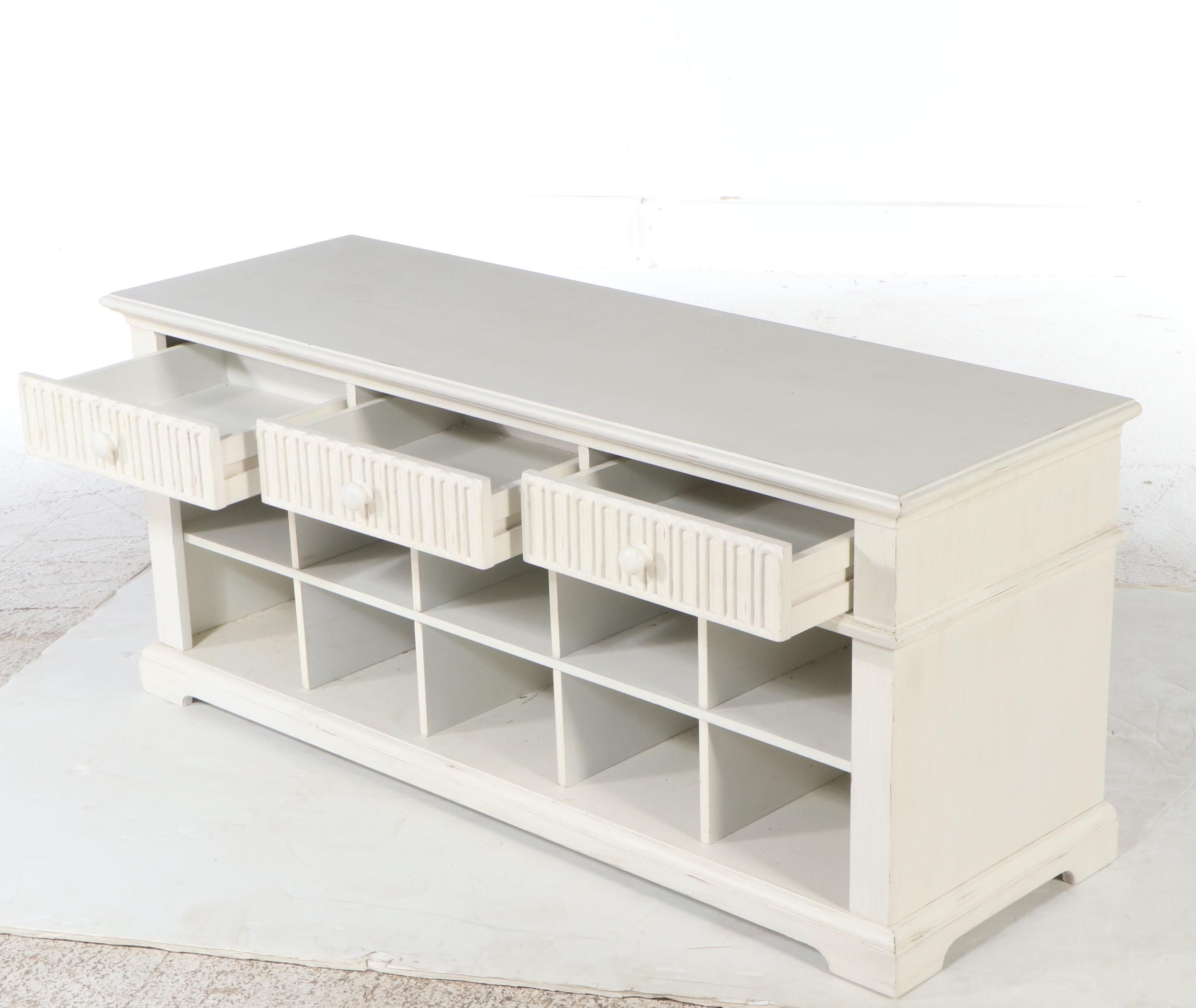 Contemporary White-Painted Wood Storage Cabinet