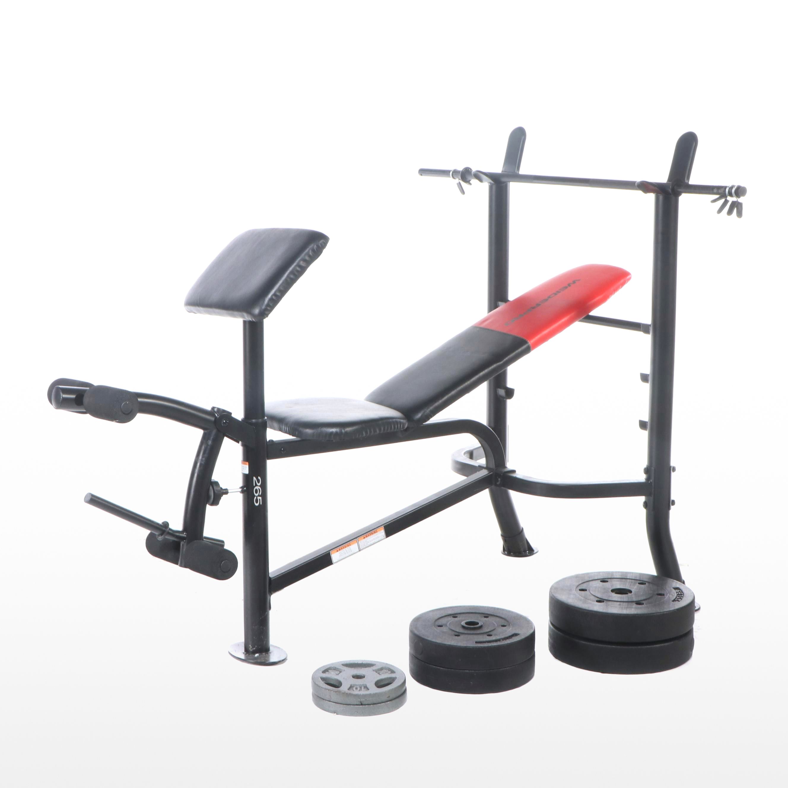Weiderpro 265 Weight Bench with Barbell Weights