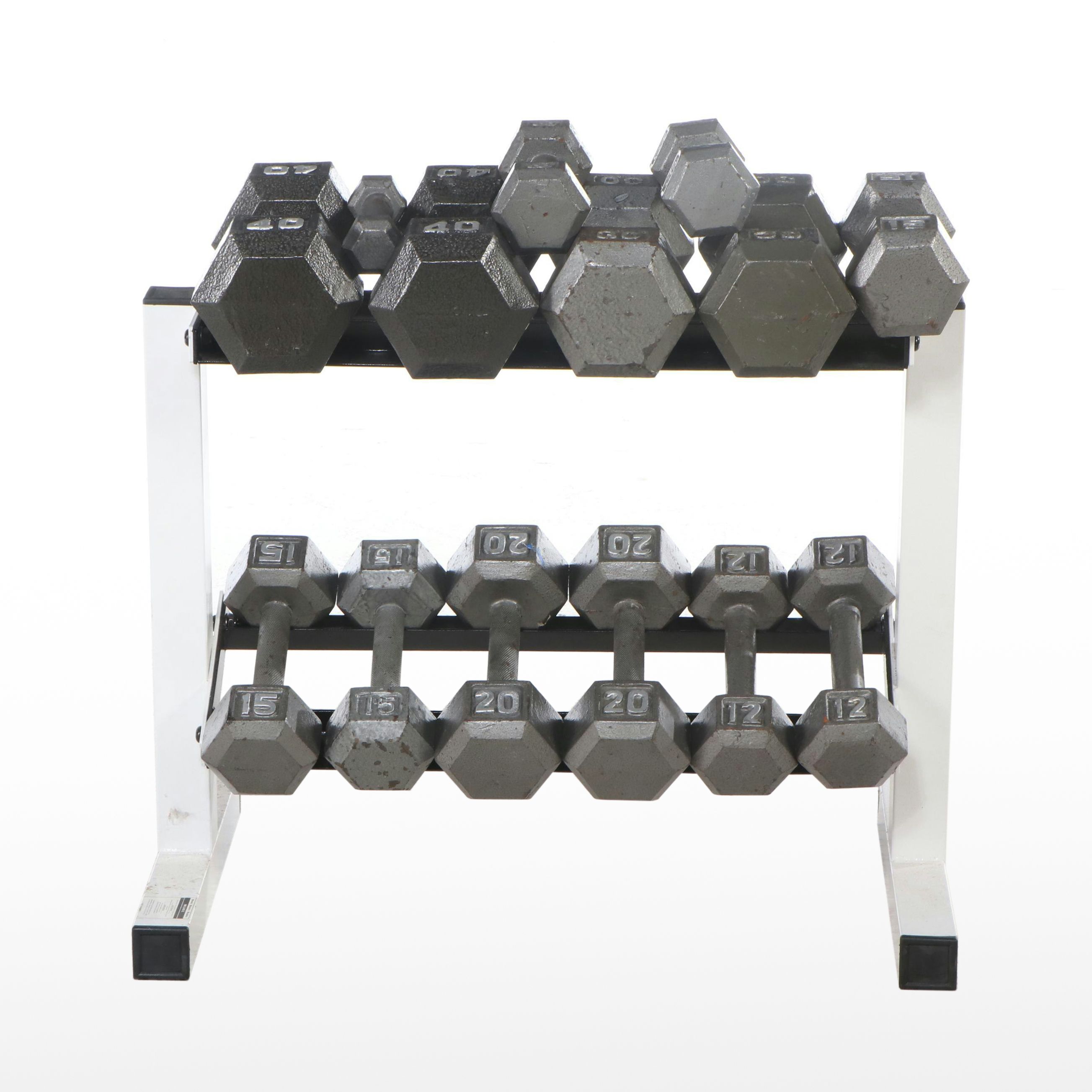 8–40 Lb. Dumbbell Set with Weight Rack
