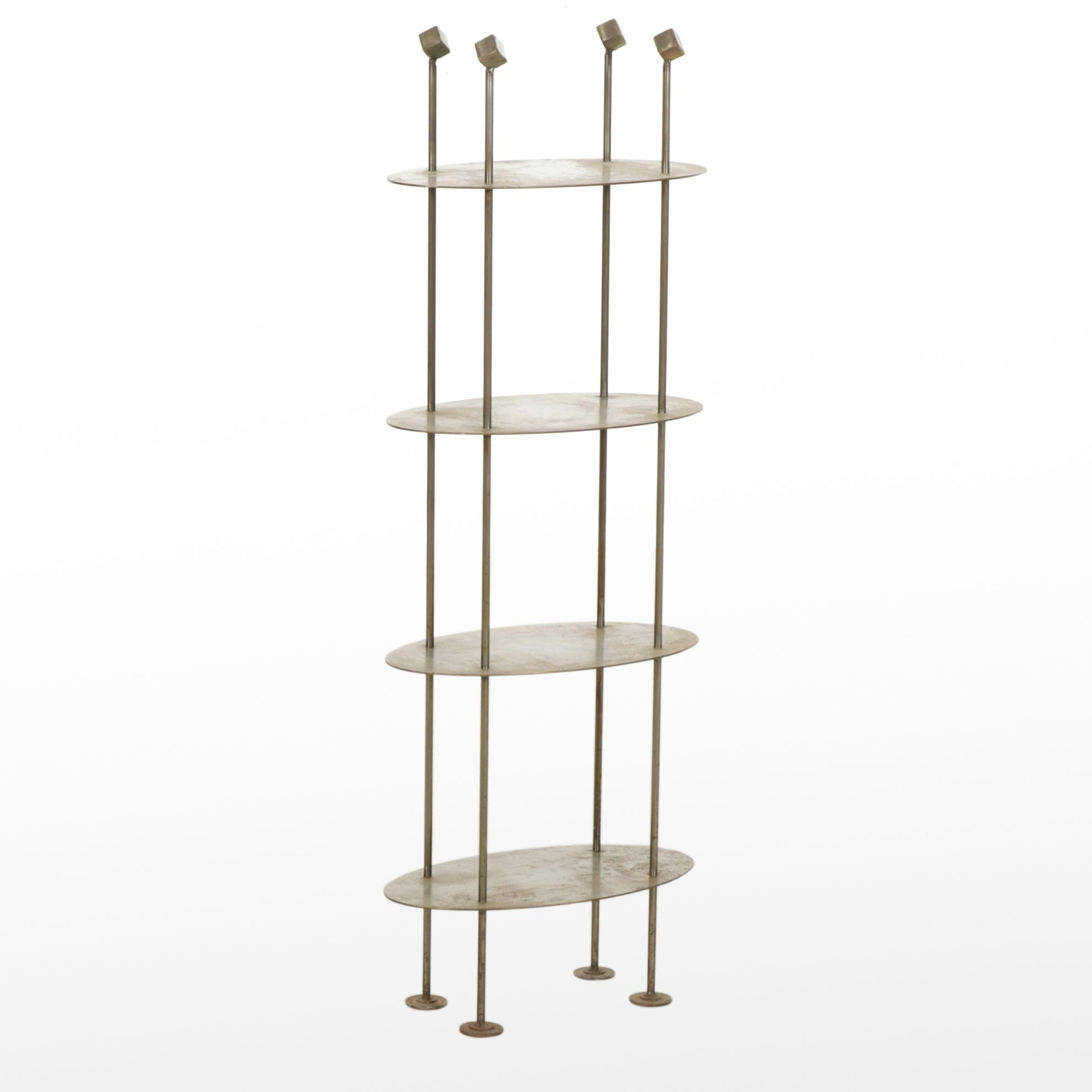 Contemporary Brushed Steel Display Shelf