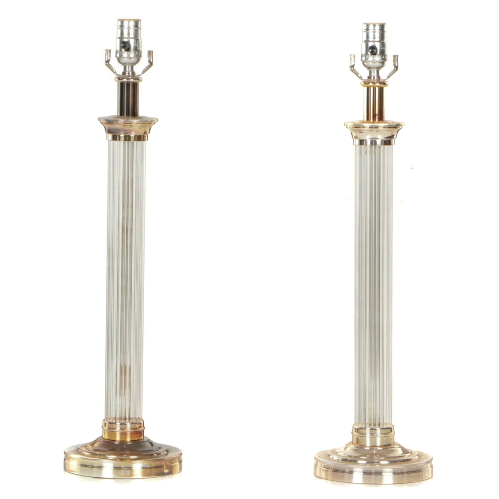 Pair  of Columnar Acrylic Table Lamps, 2002