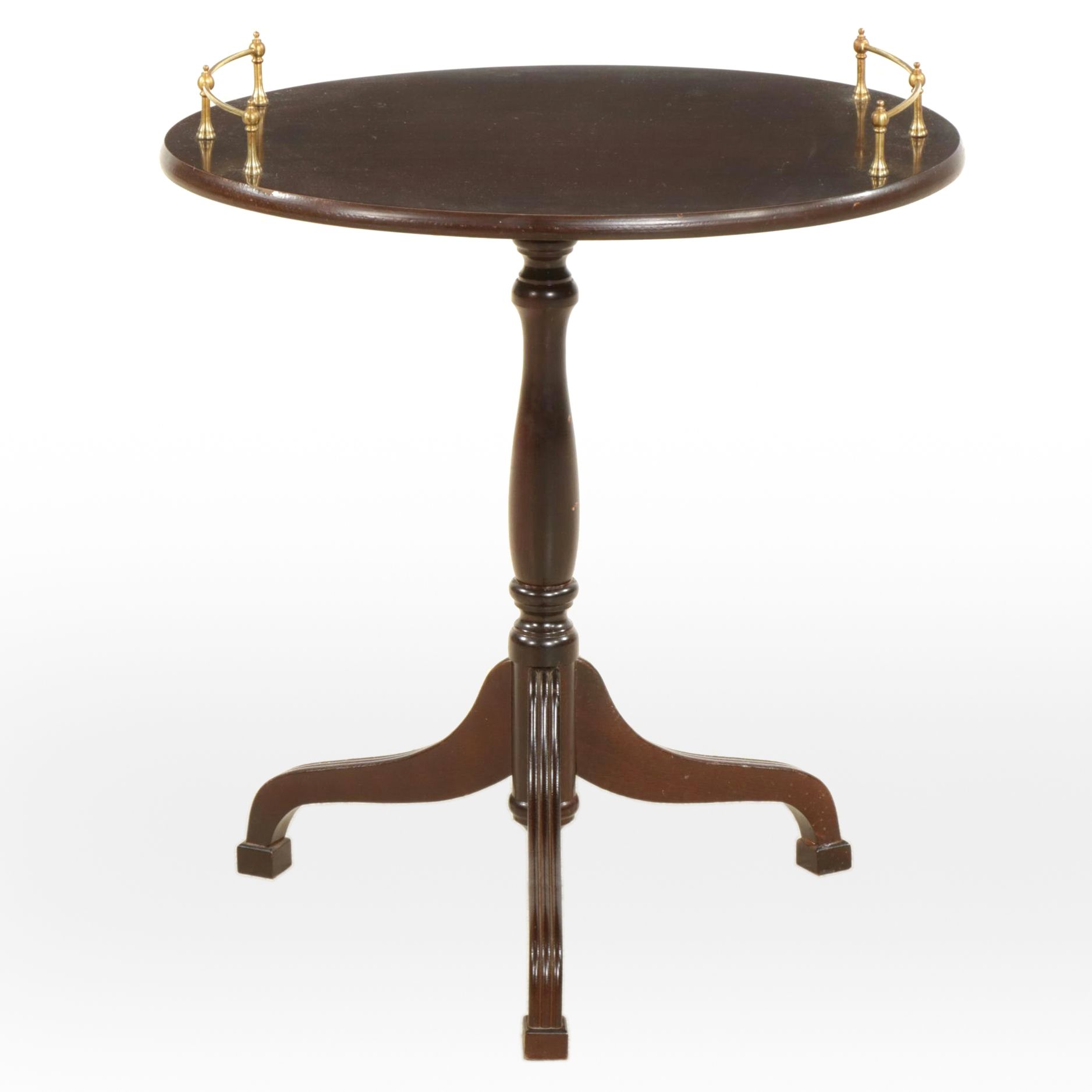 Mahogany Accent Table with Brass Gallery Rails, Late 20th to 21st Century