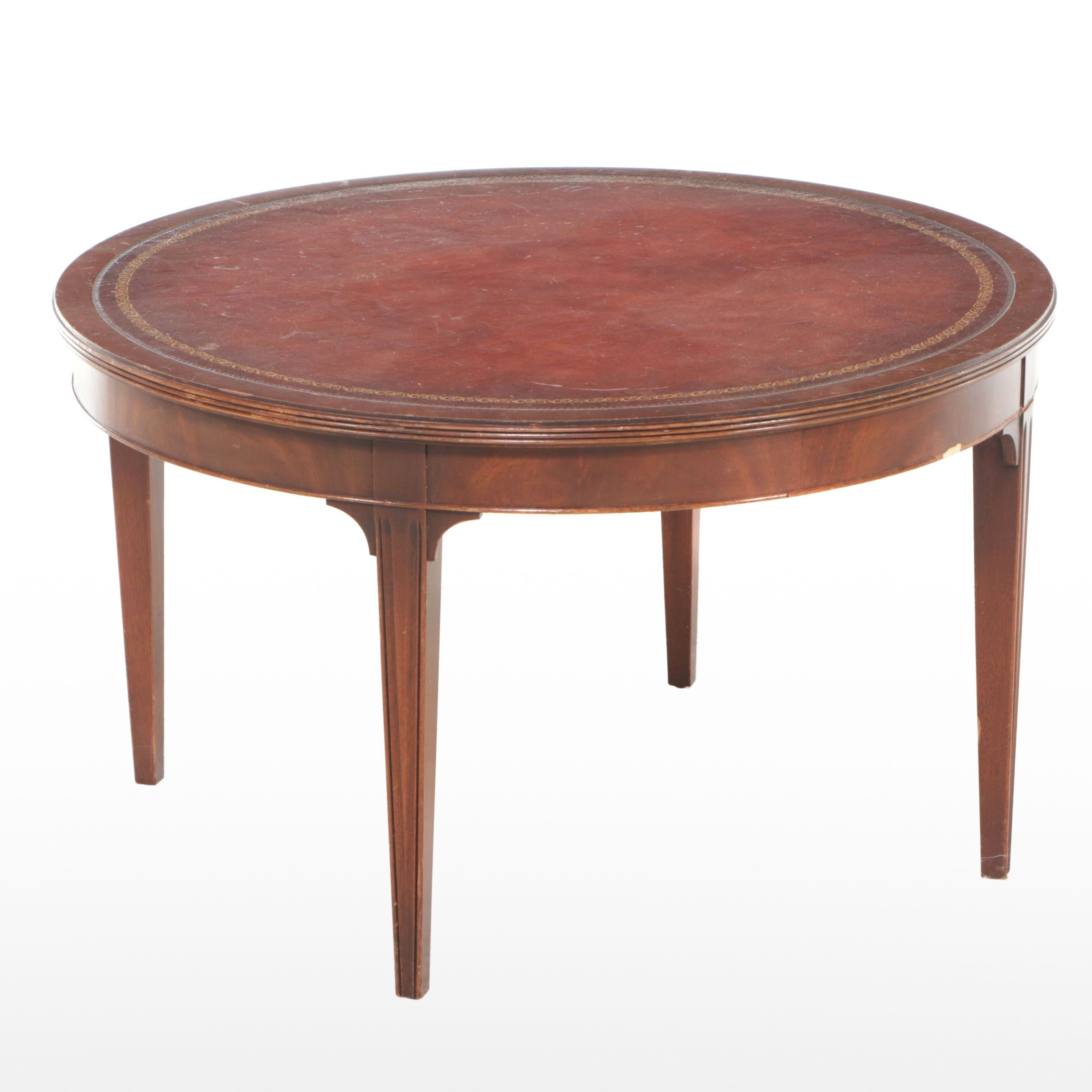 Regency Style Leather Top Mahogany Cocktail Table