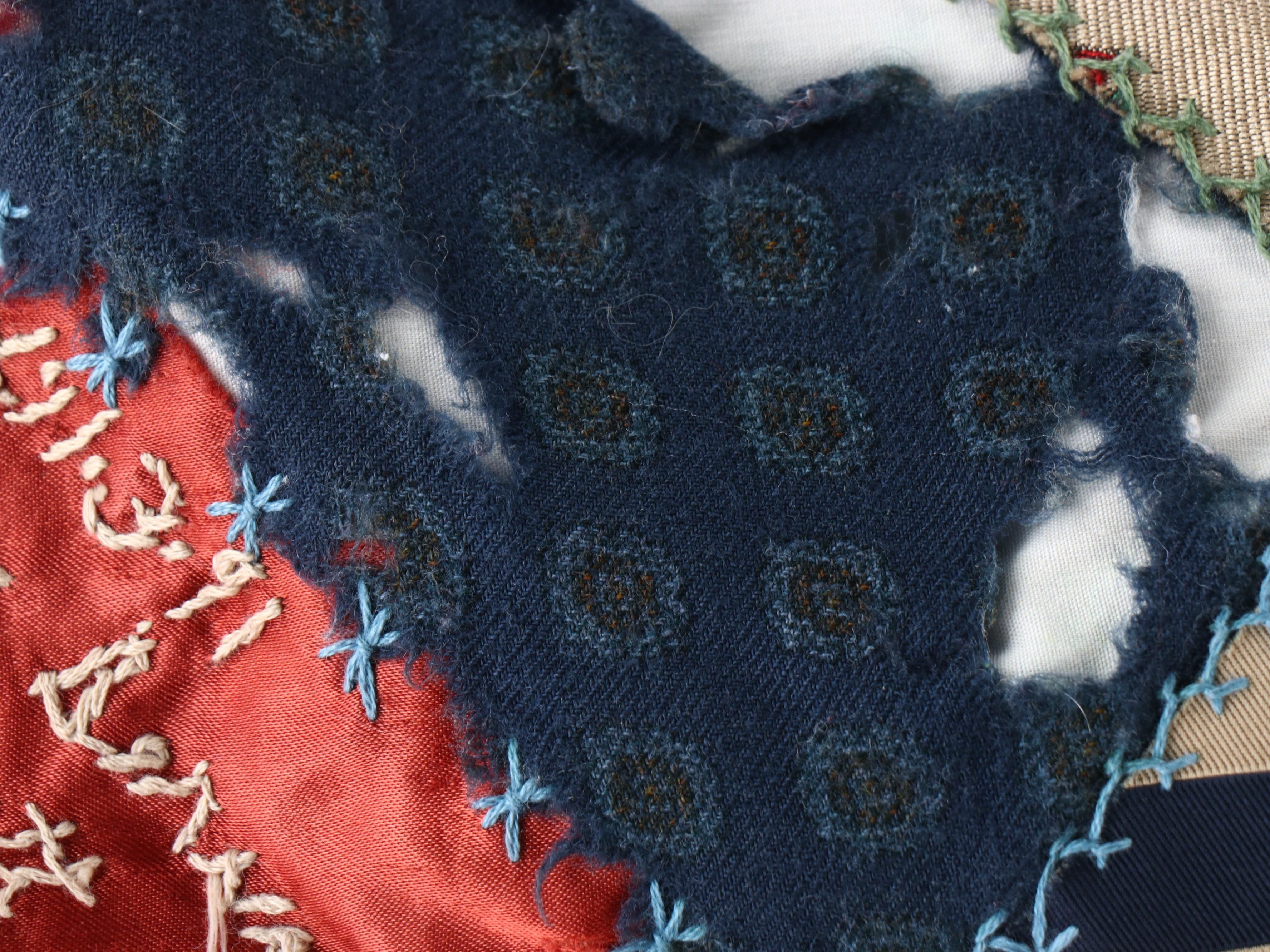 Handmade Memorial Necktie-Constructed "Crazy Quilt" with Embroidery Accents