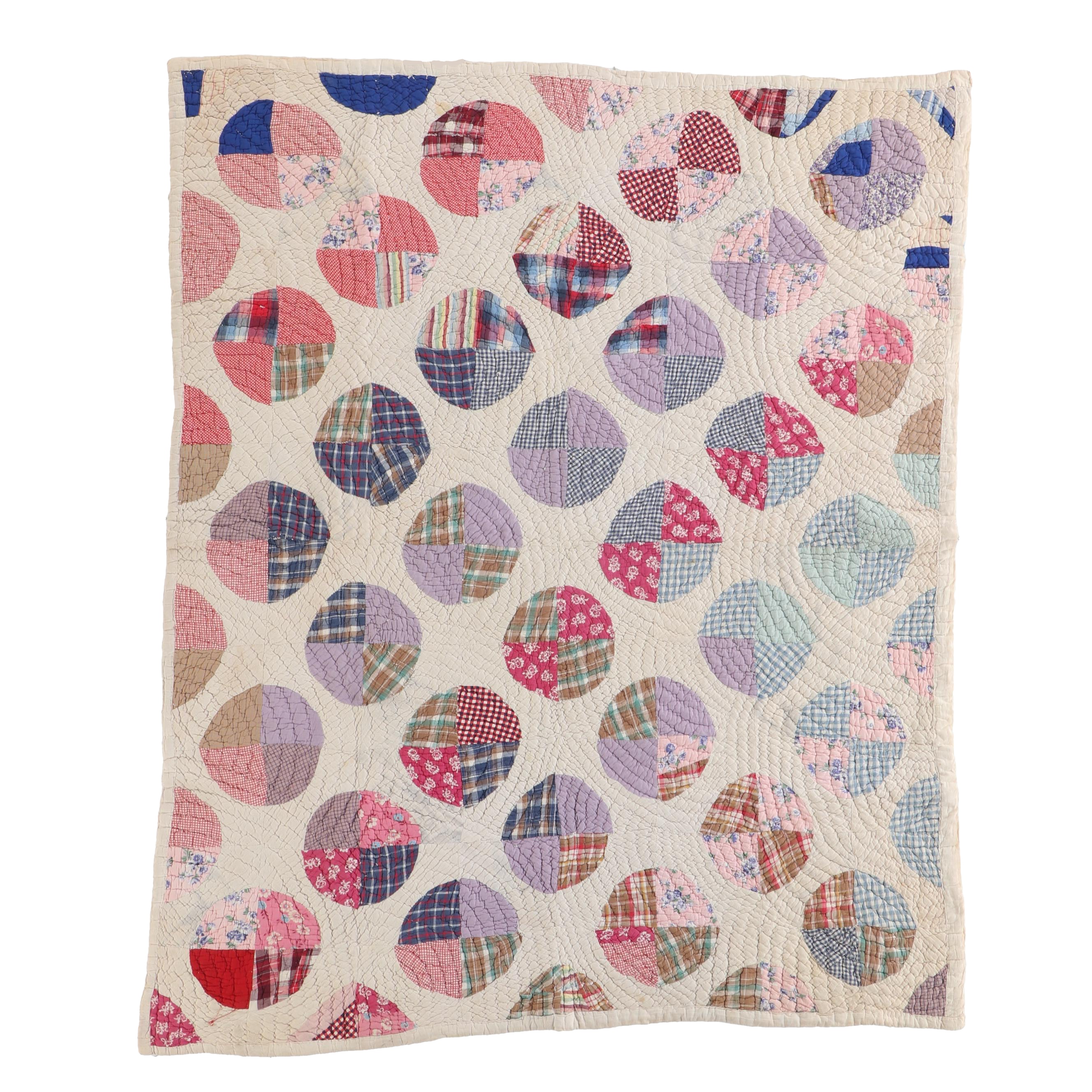 Handmade "Quarter Circle" Block Quilt