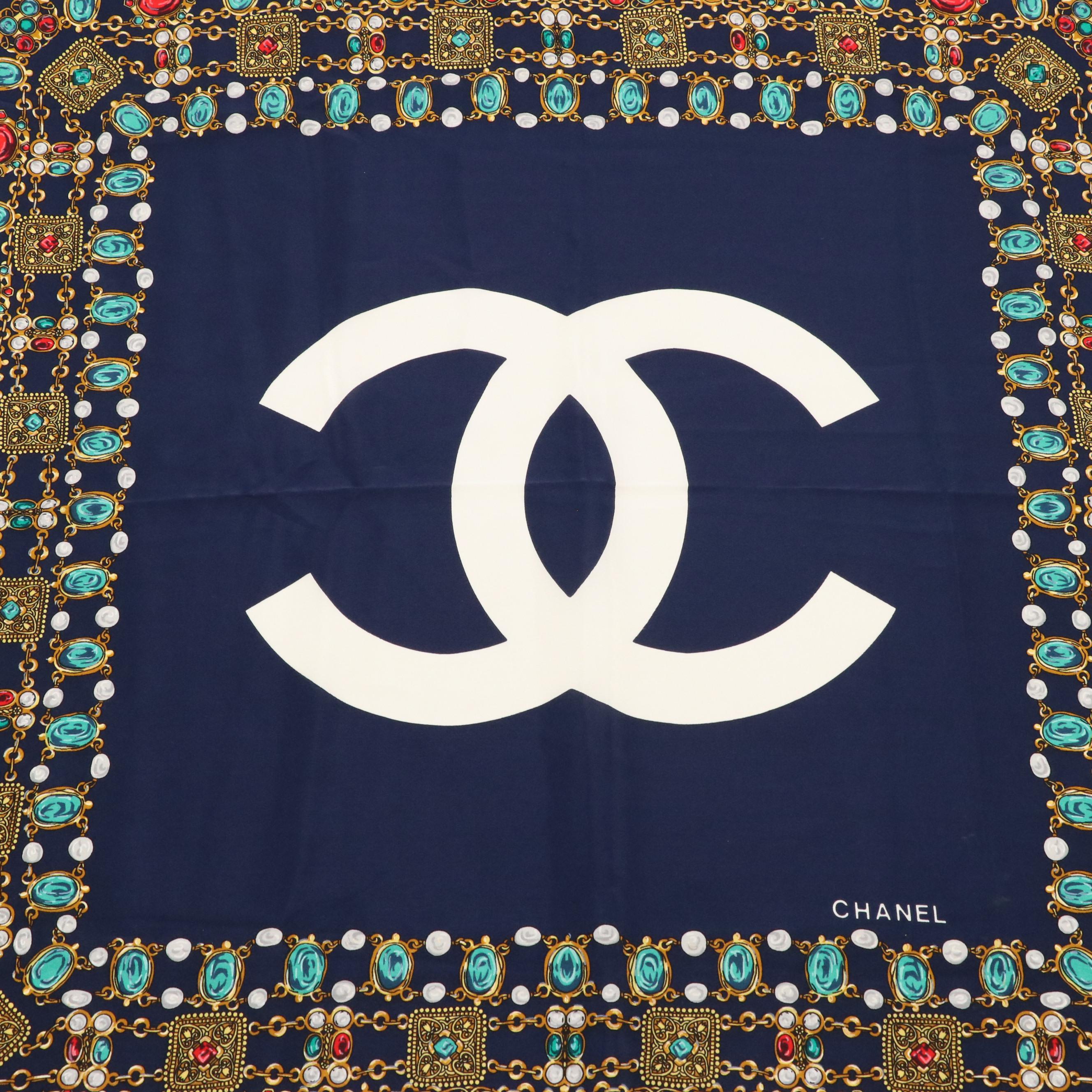 Chanel CC Bijoux Jewelry Print Silk Scarf
