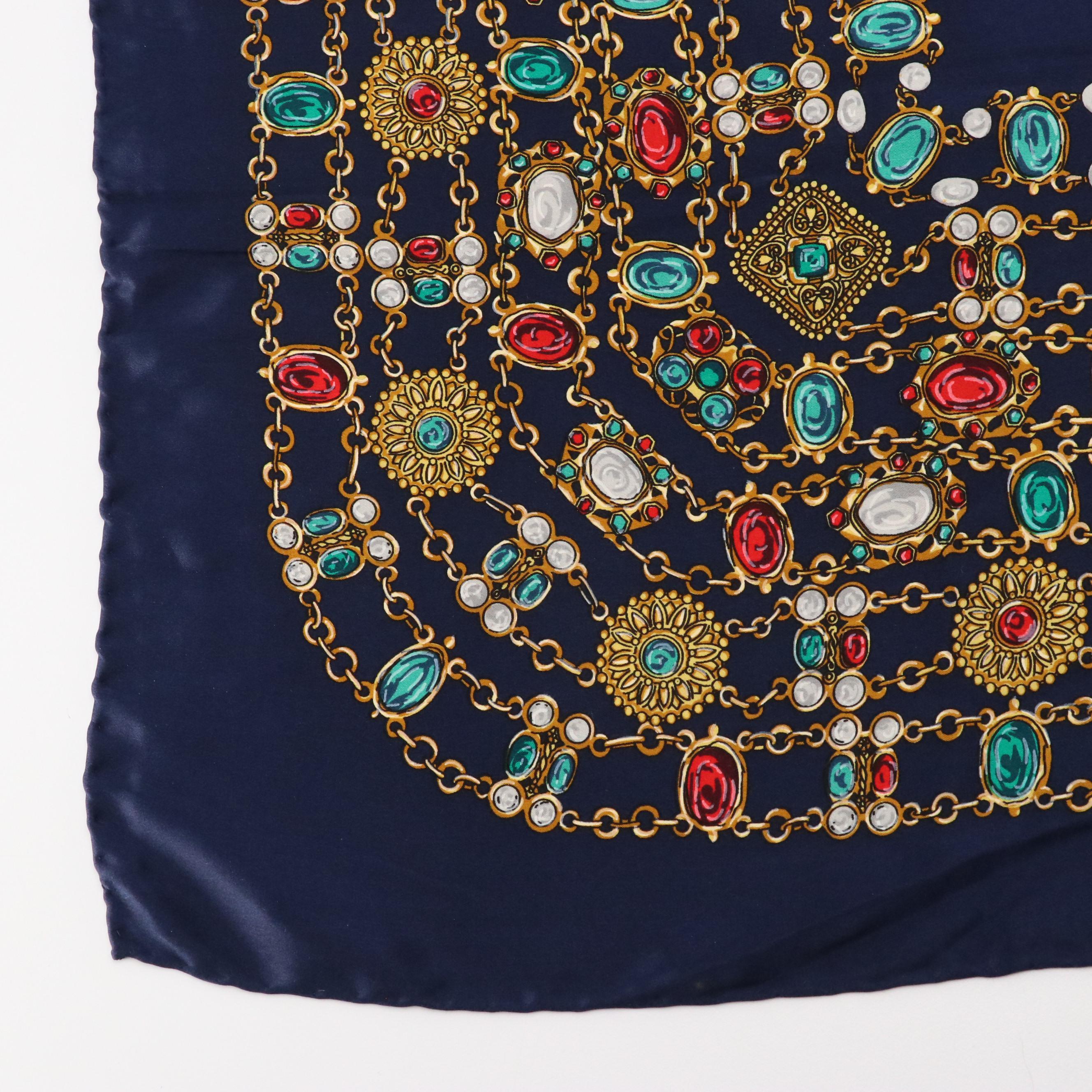 Chanel CC Bijoux Jewelry Print Silk Scarf