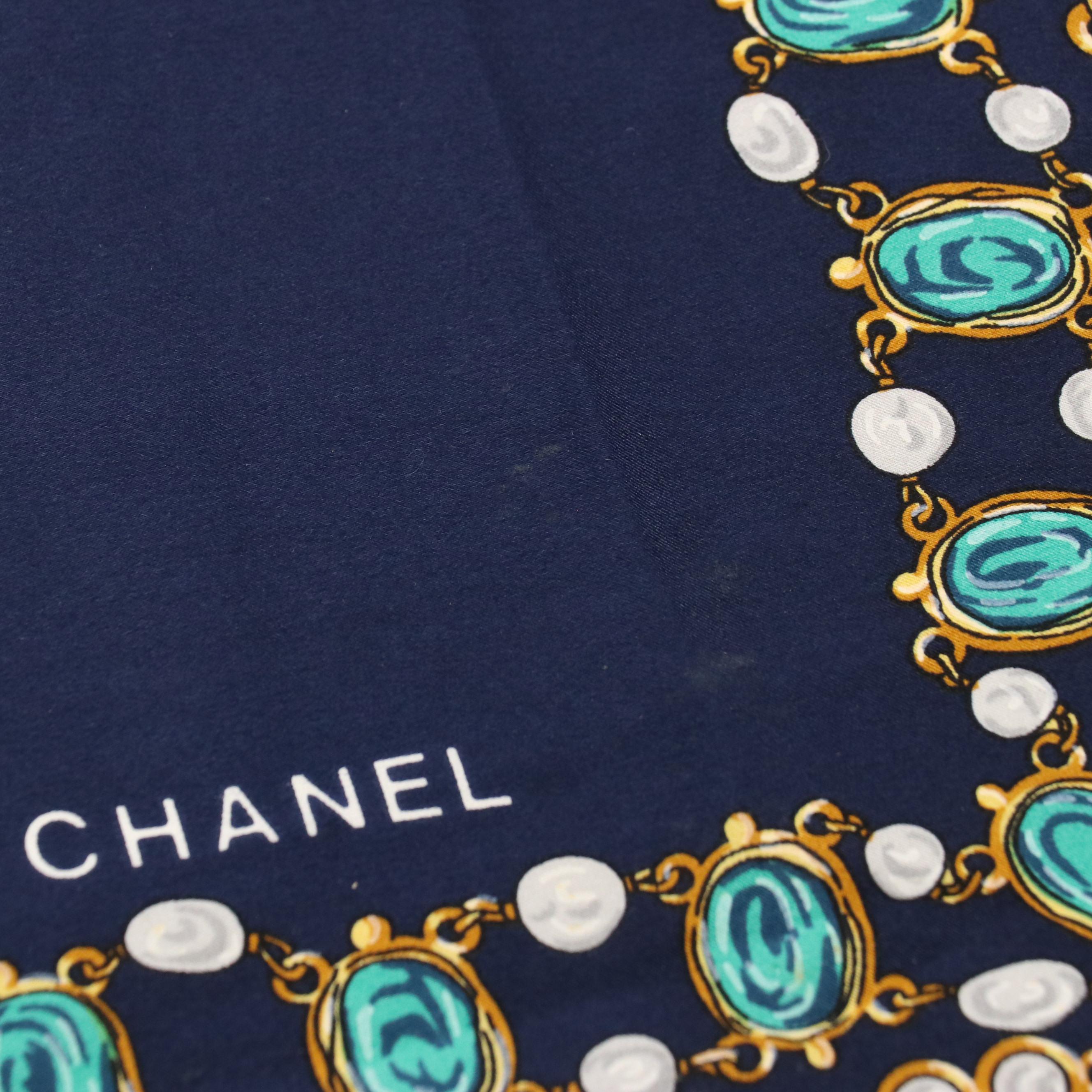 Chanel CC Bijoux Jewelry Print Silk Scarf