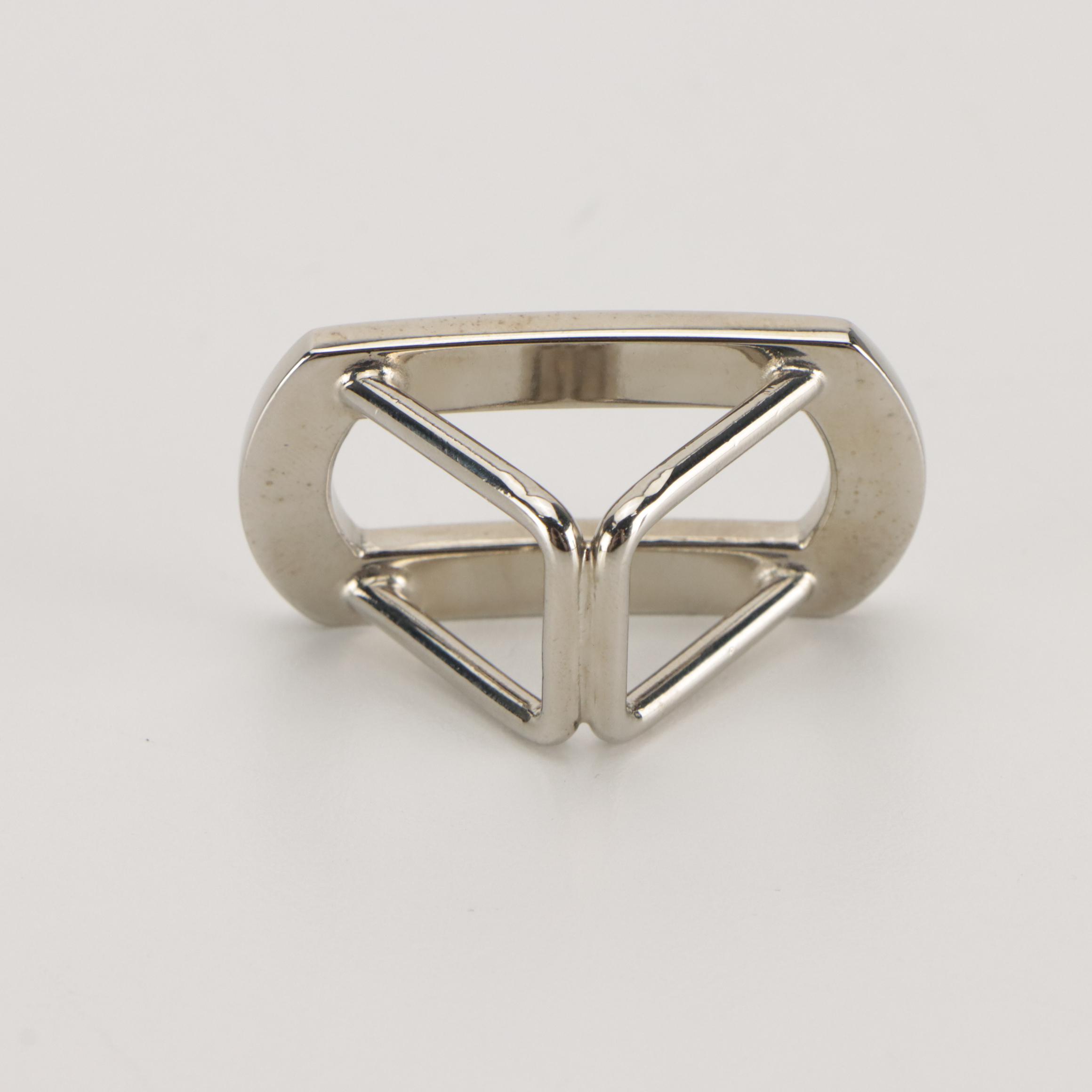 Burberry Silver Tone Metal Scarf Ring