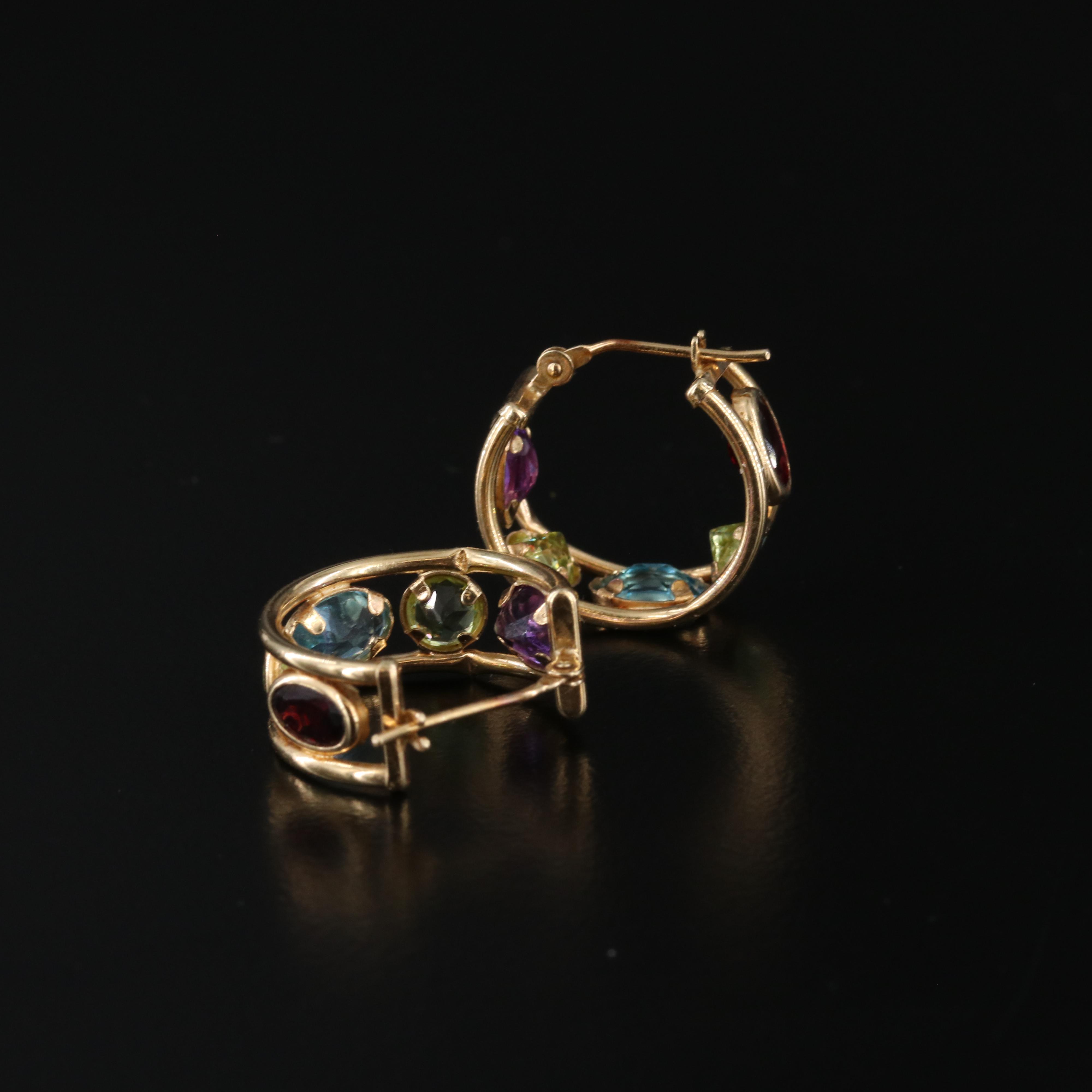 14K Gemstone Bracelet and Earrings Including Citrine, Topaz, Peridot and Garnet