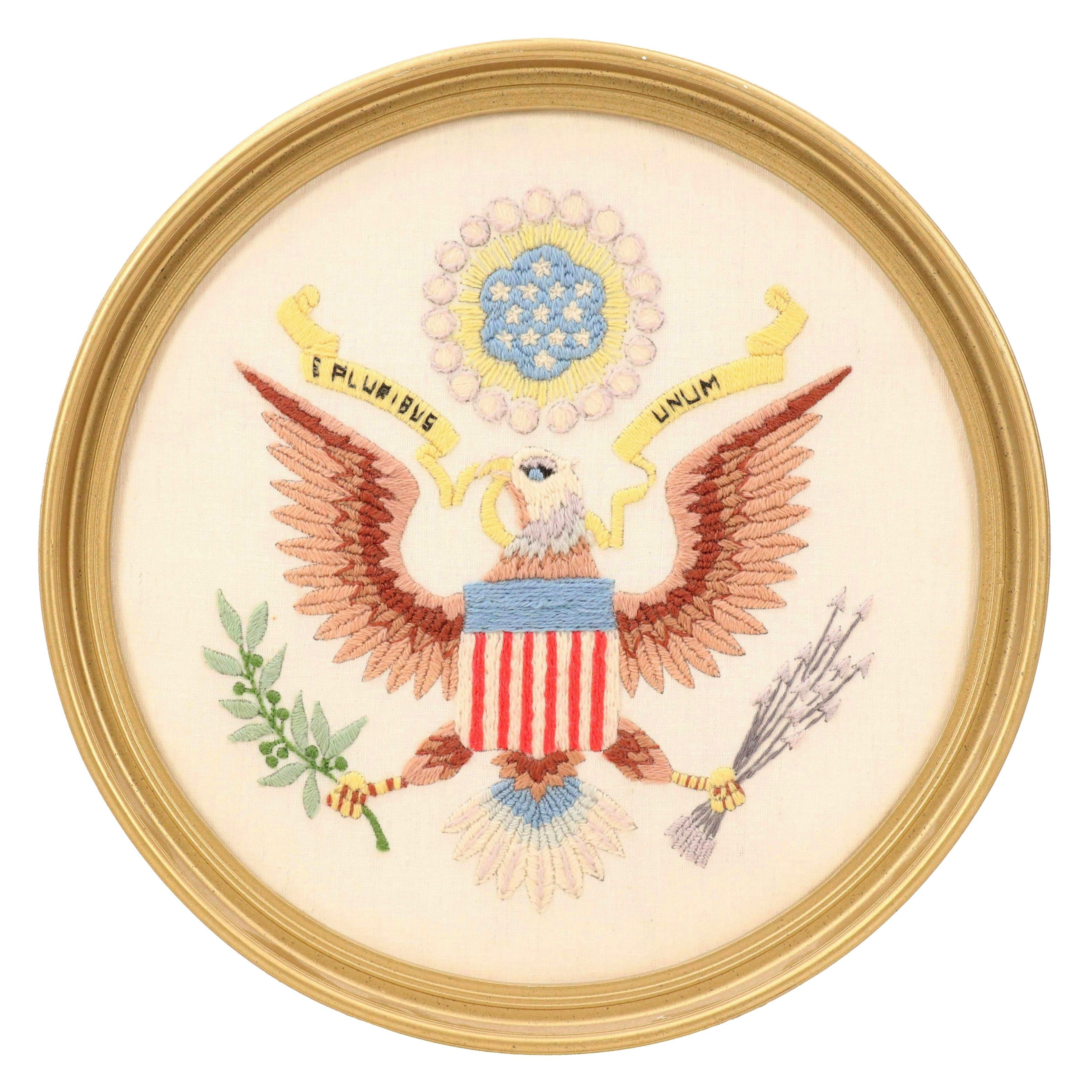 Handmade Crewel Embroidery Great Seal of The United States