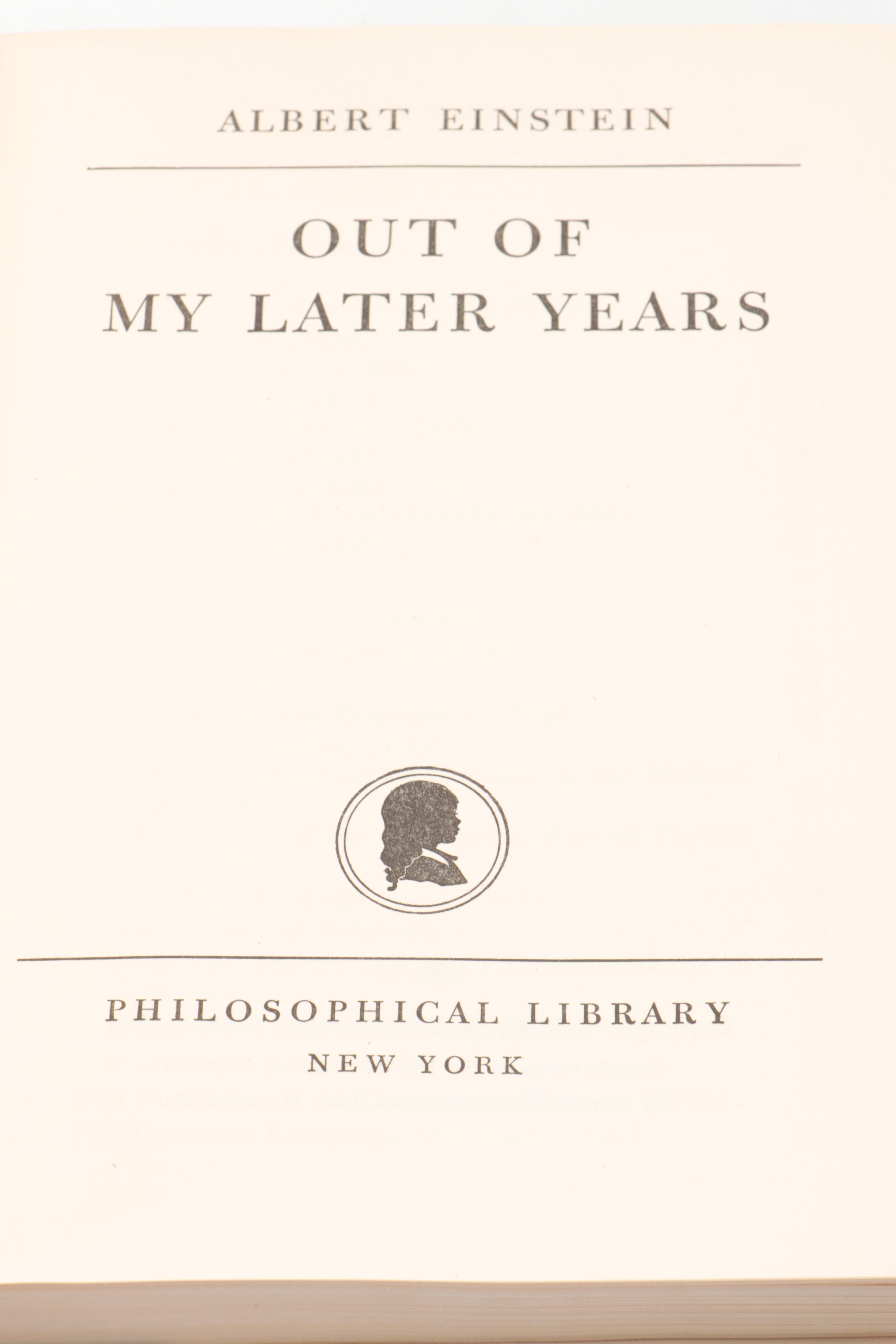First Printing "Out of My Later Years" by Albert Einstein, 1950
