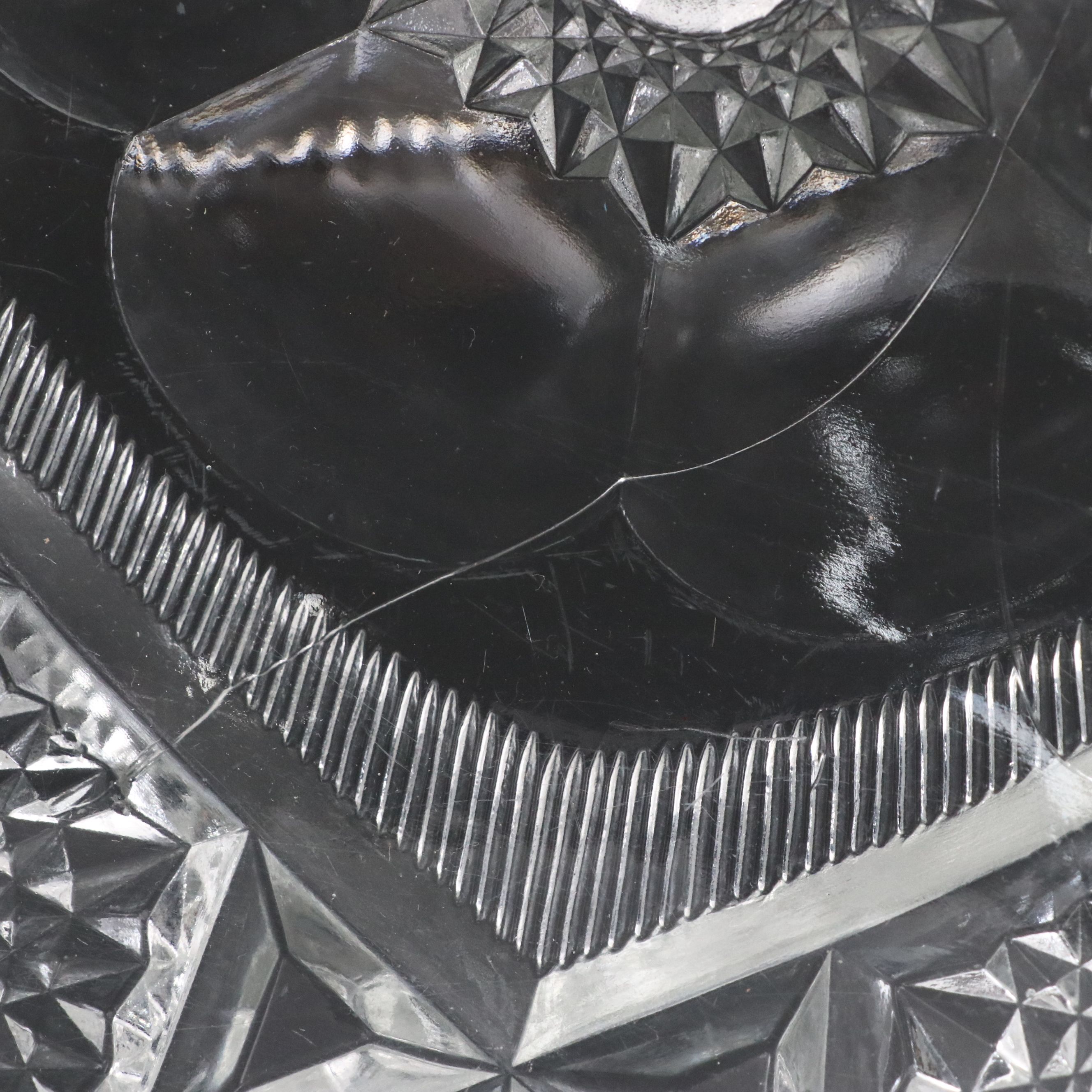 American Brilliant Cut Glass Pedestal Punch Bowl with Cups