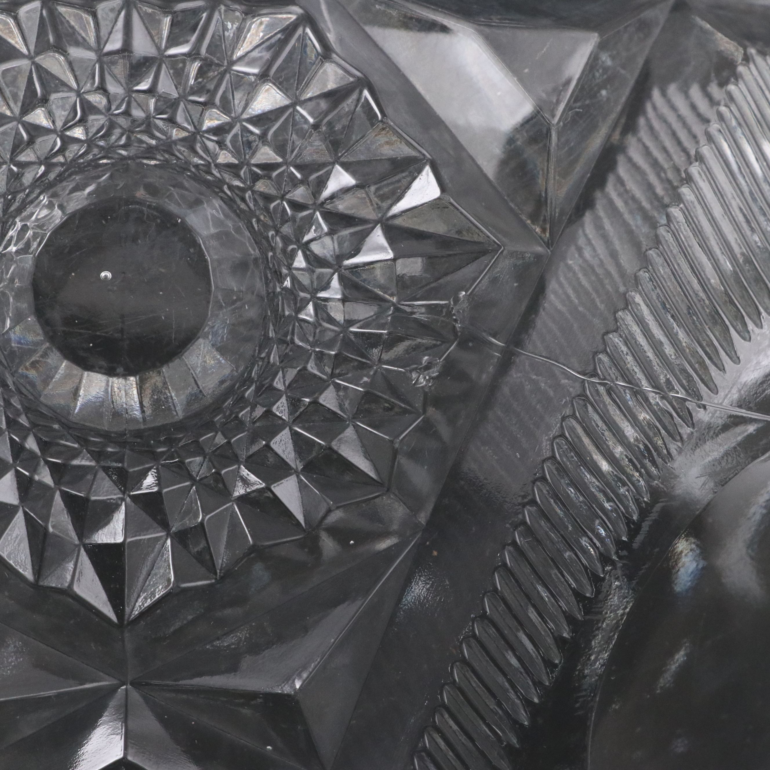 American Brilliant Cut Glass Pedestal Punch Bowl with Cups