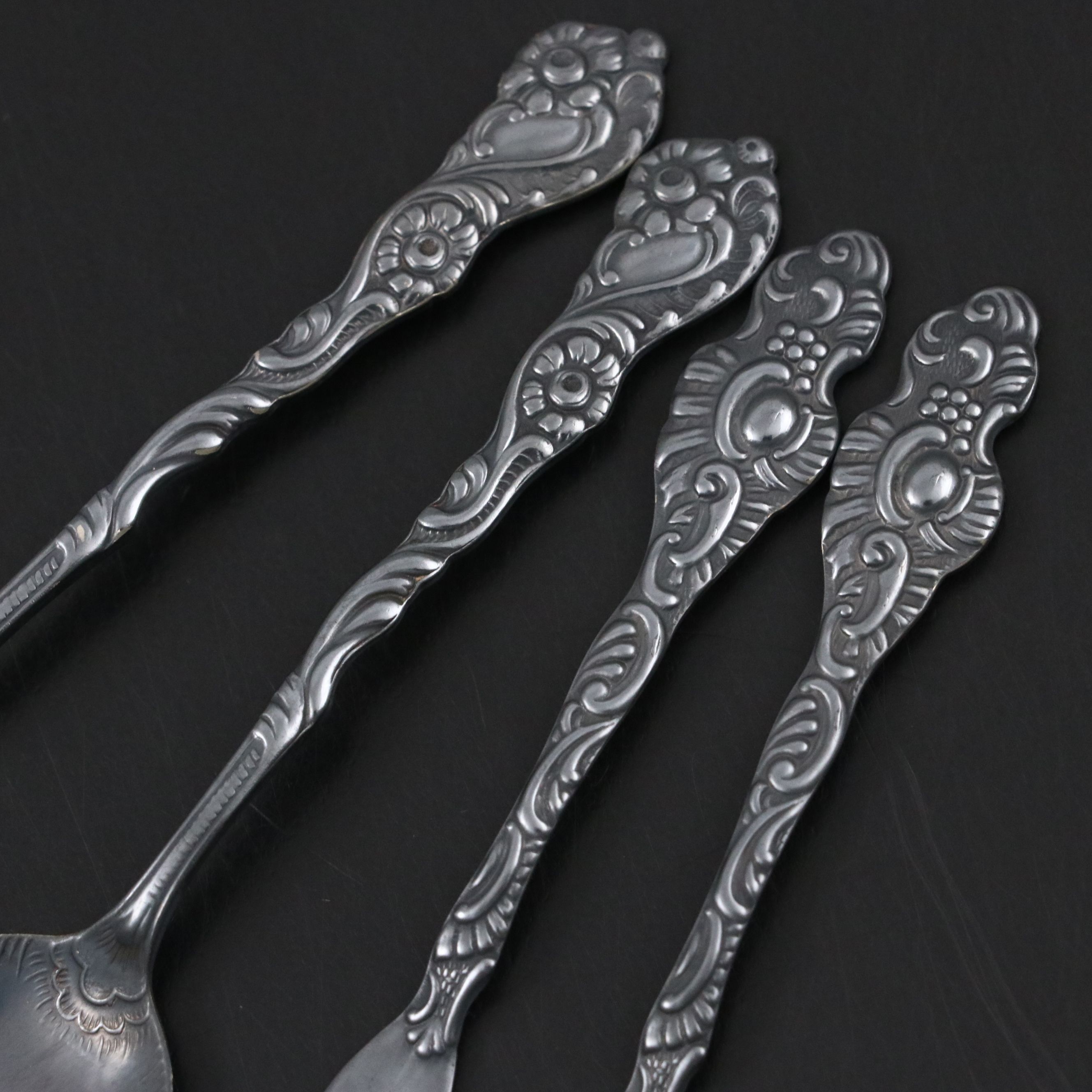 Cartier Crystal Shakers with Nils-Johan Swedish Silver Plate Serving Utensils