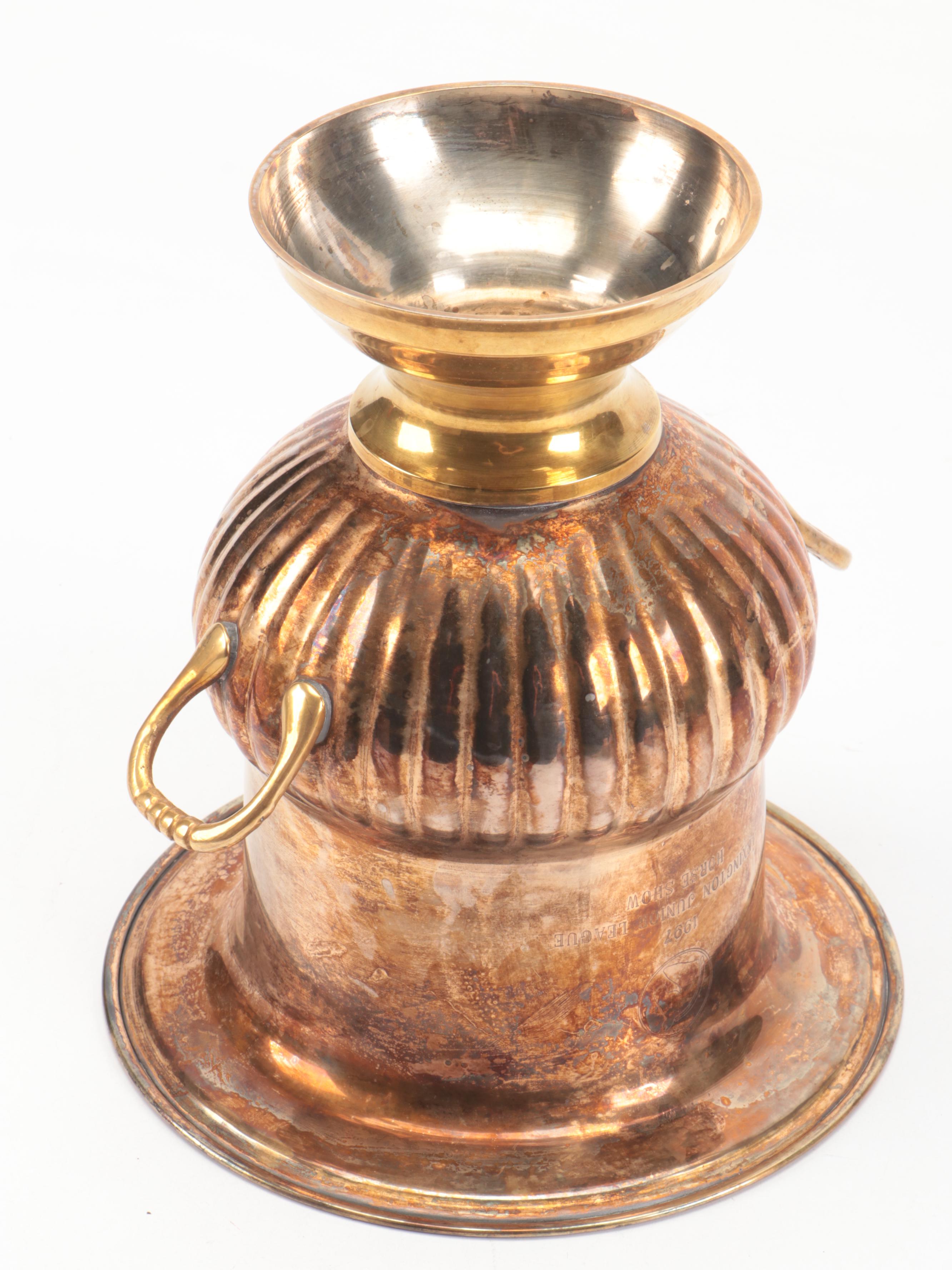 International Silver Co. Plated Stemware with Gilt Centerpiece Bowl and Planter