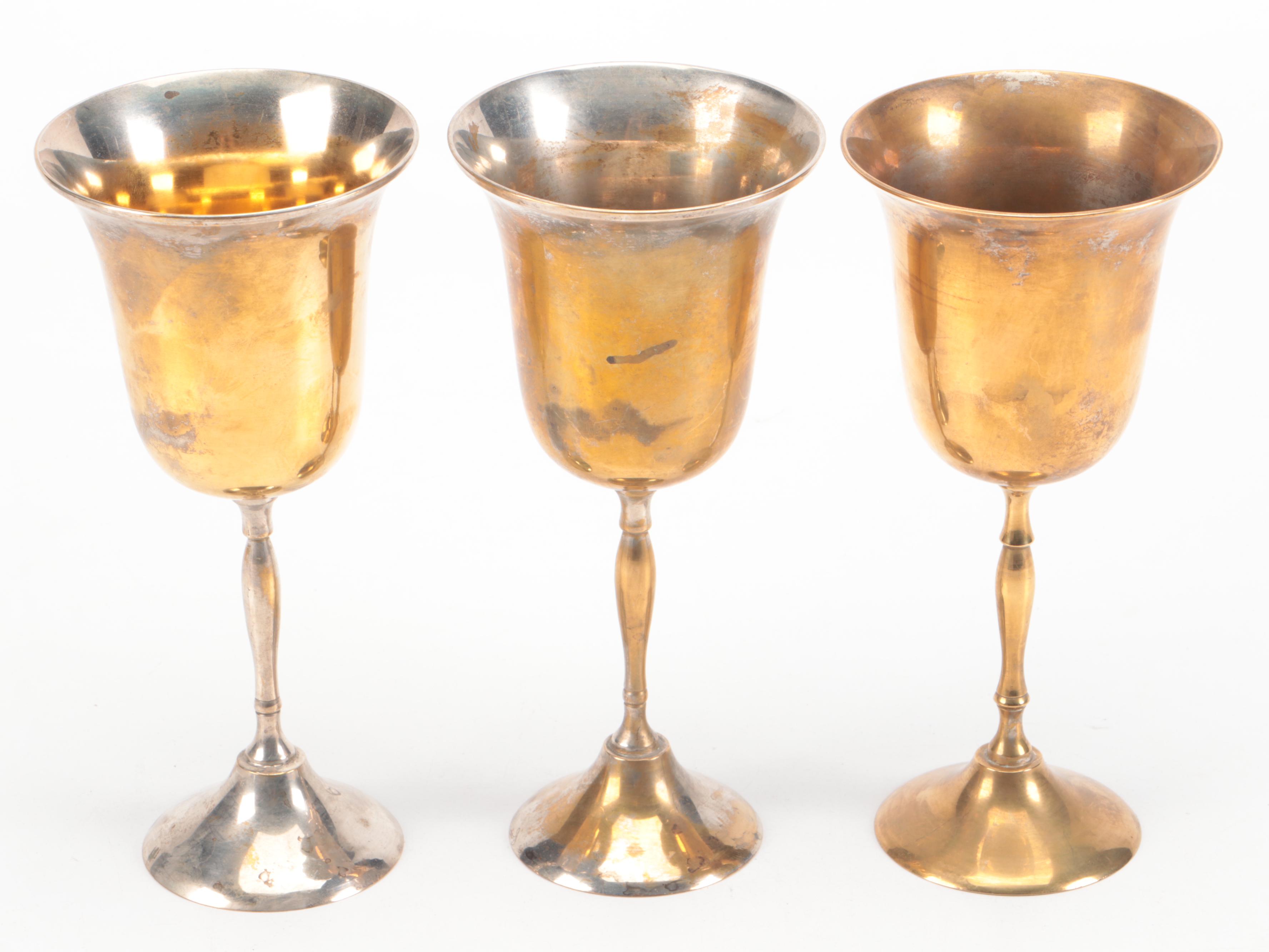 International Silver Co. Plated Stemware with Gilt Centerpiece Bowl and Planter