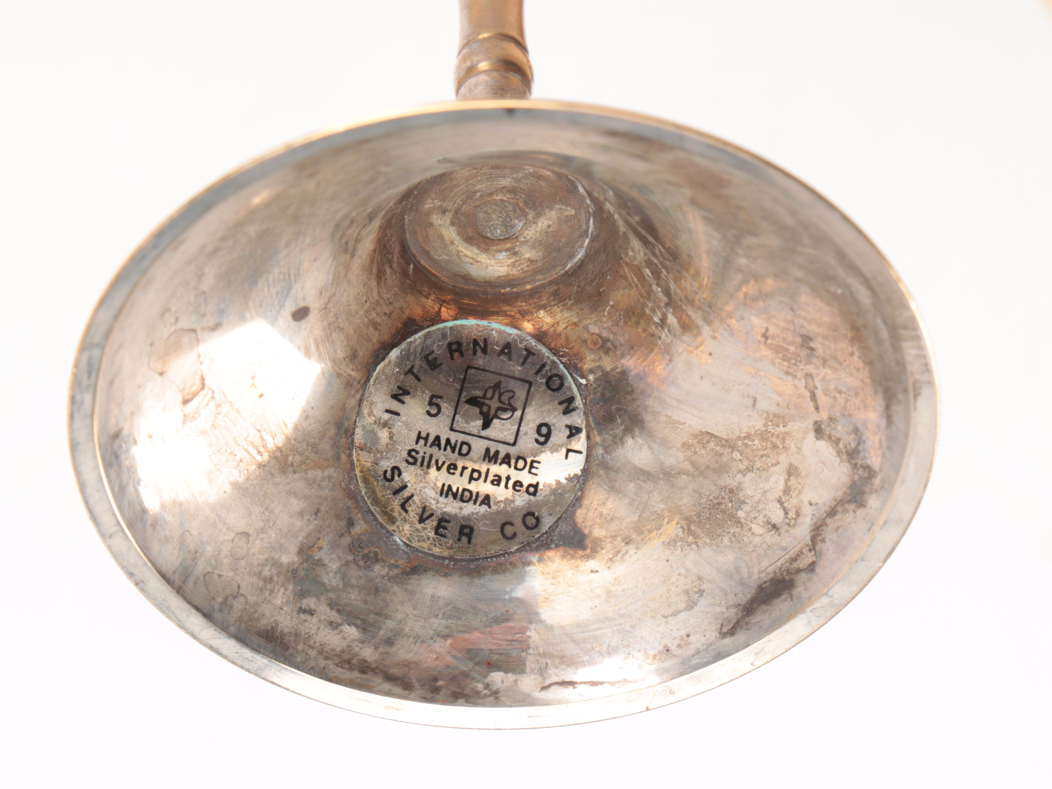 International Silver Co. Plated Stemware with Gilt Centerpiece Bowl and Planter