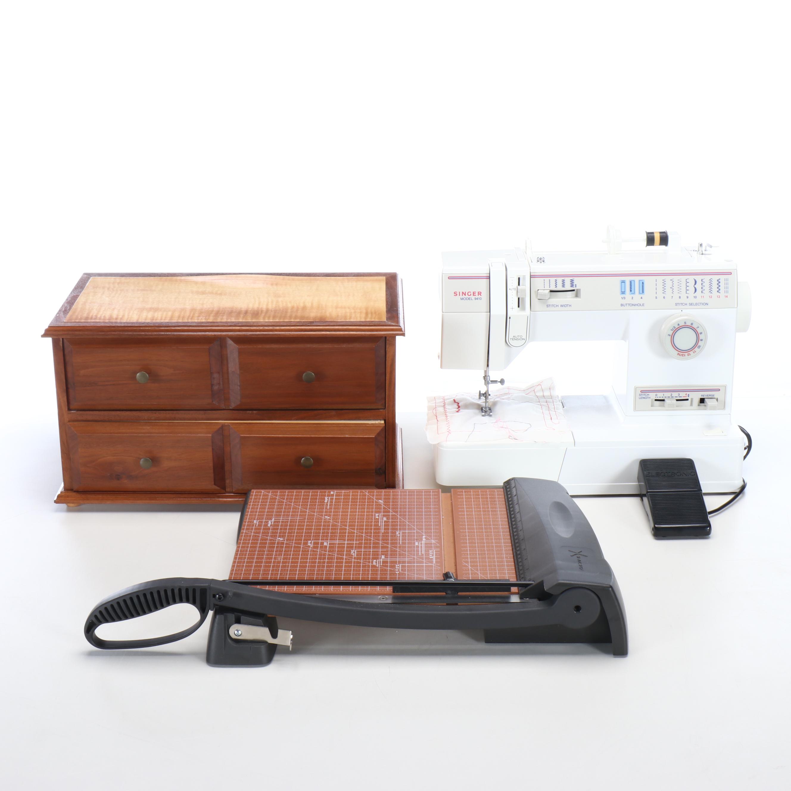Singer Model 9410 Sewing Machine with Paper Trimmer and Supply Chest