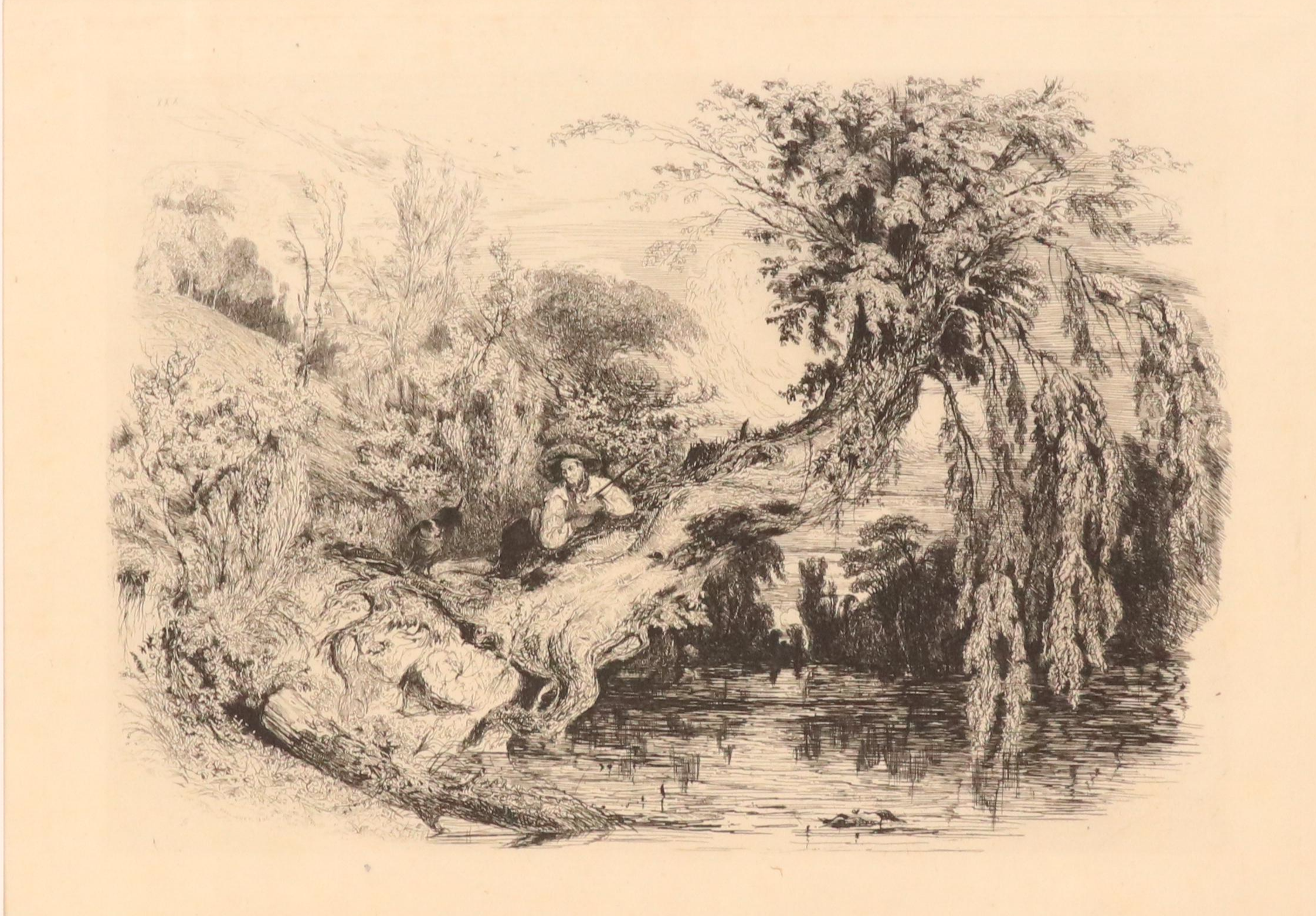 Paul Huet Landscape Etchings Including "Chaumière normande près d'Arques"