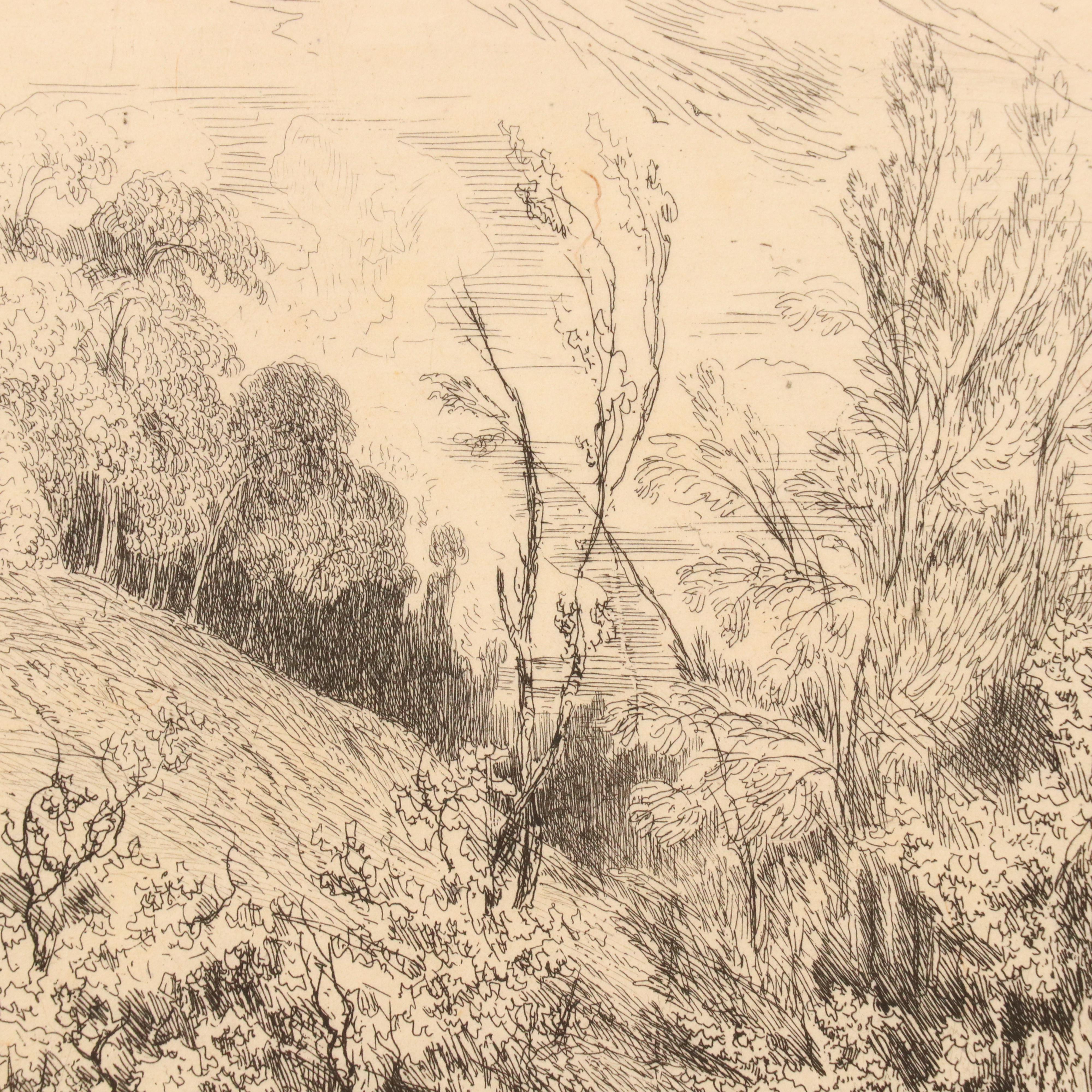 Paul Huet Landscape Etchings Including "Chaumière normande près d'Arques"