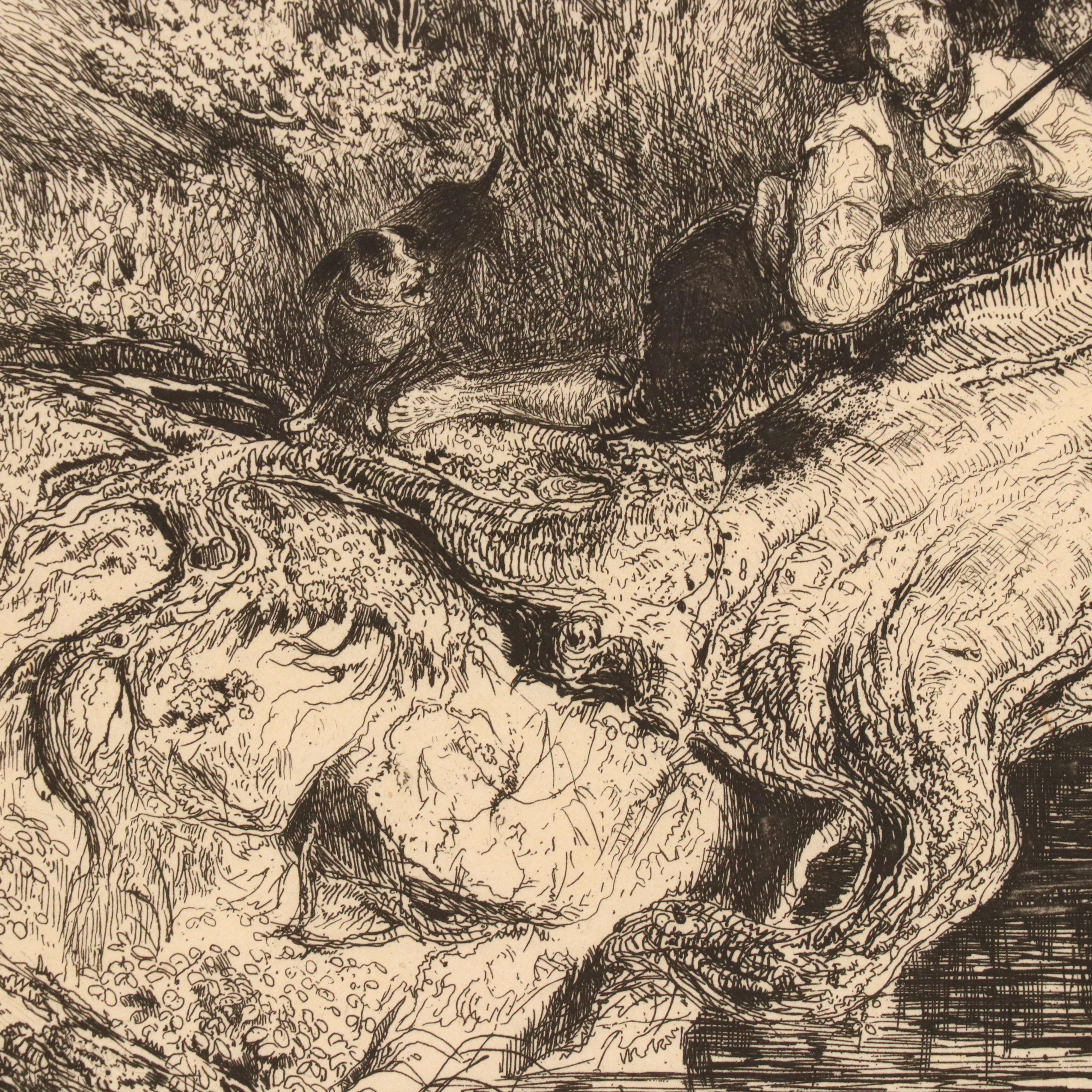 Paul Huet Landscape Etchings Including "Chaumière normande près d'Arques"